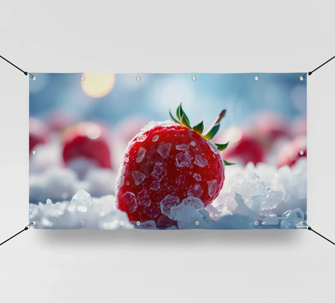 Fragole fresche circondate da cristalli di ghiaccio telo in pvc da DesignDoodle