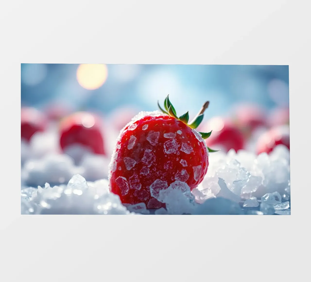 Fragole fresche circondate da cristalli di ghiaccio telo in pvc da DesignDoodle