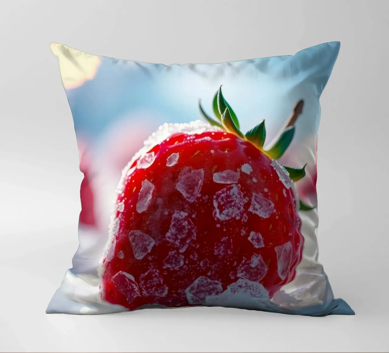 Fragole fresche circondate da cristalli di ghiaccio cuscino da DesignDoodle