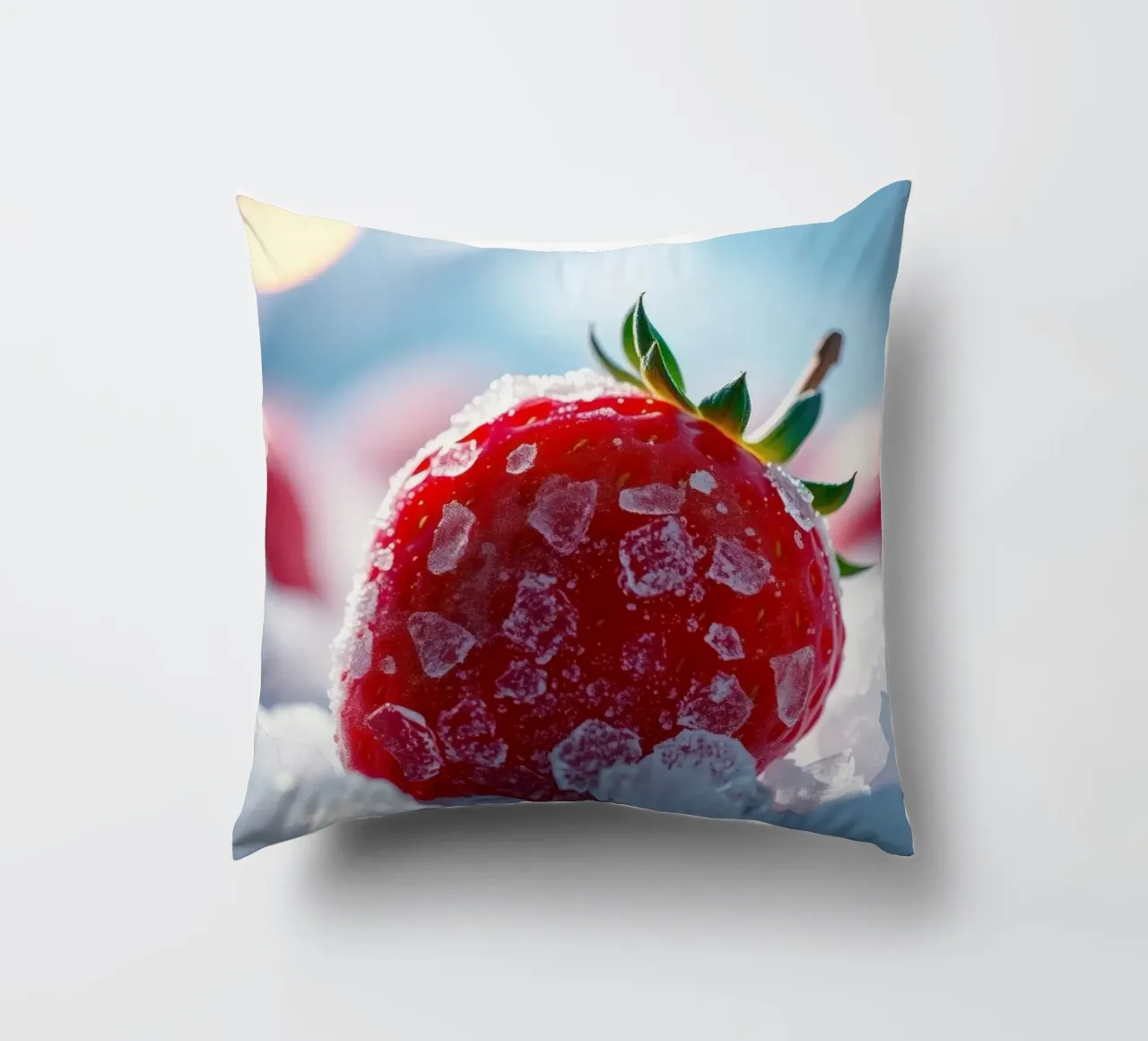 Fragole fresche circondate da cristalli di ghiaccio cuscino da DesignDoodle