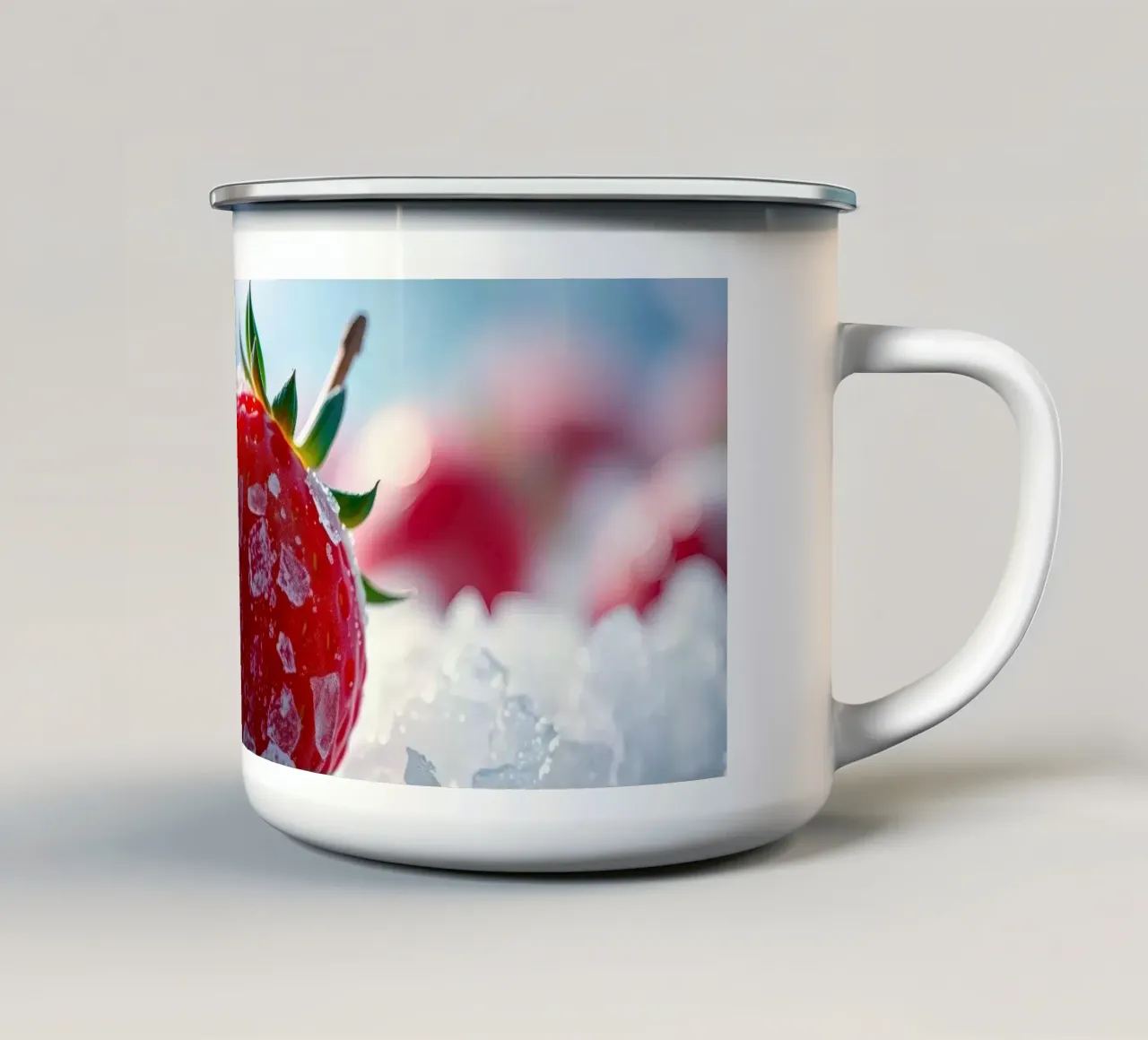 Fragole fresche circondate da cristalli di ghiaccio tazza in smalto da DesignDoodle