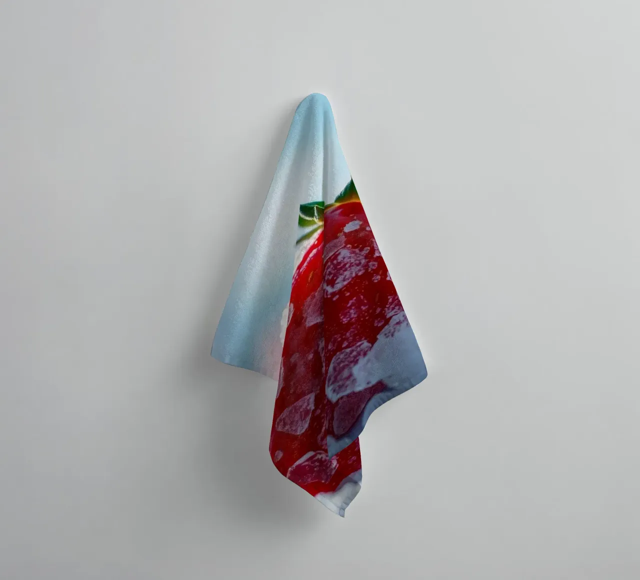 Fresh strawberries surrounded by ice crystals towel by DesignDoodle