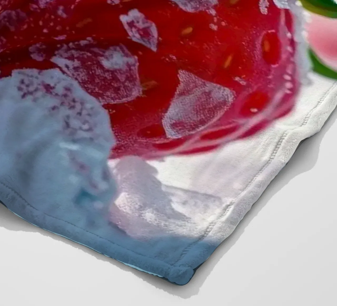 Fresh strawberries surrounded by ice crystals fleece blanket by DesignDoodle