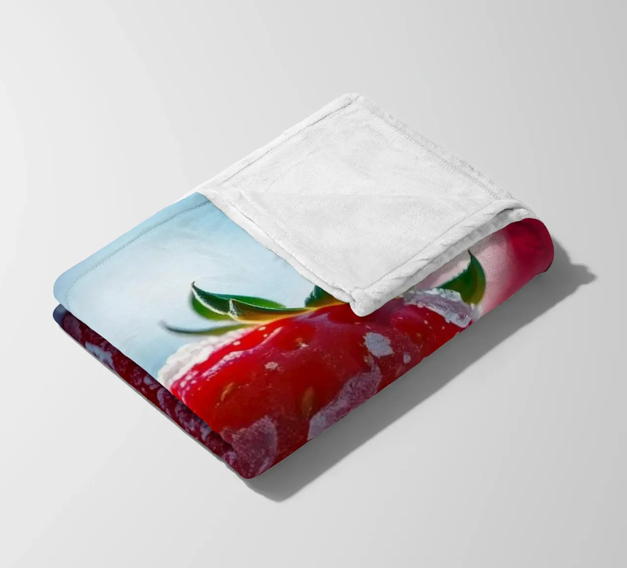 Fresh strawberries surrounded by ice crystals fleece blanket by DesignDoodle