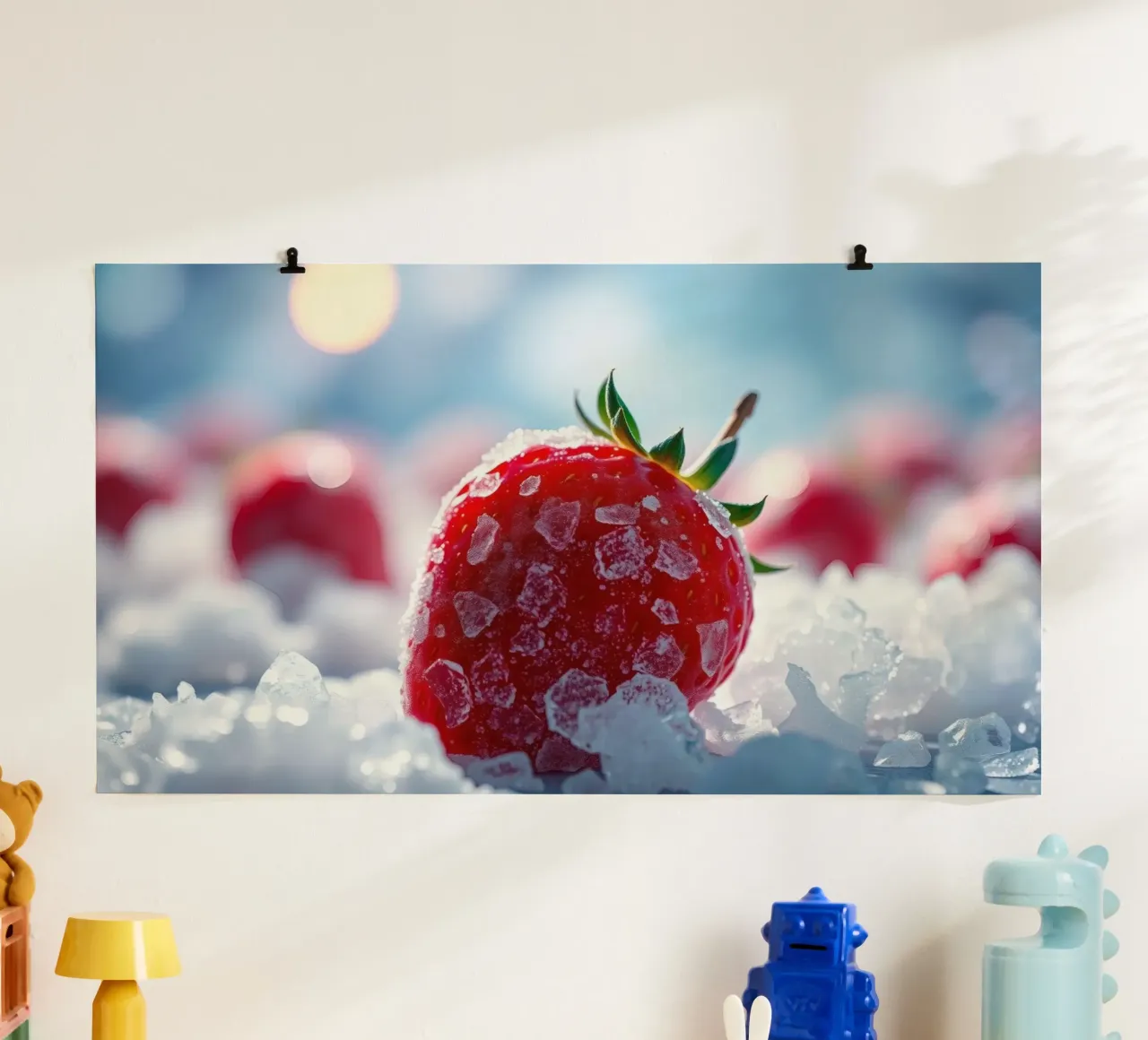 Fragole fresche circondate da cristalli di ghiaccio carta hahnemühle da DesignDoodle