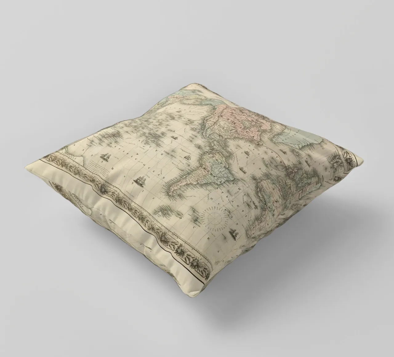 Colton's Map of the World cuscino da Vintage by JUNIQE