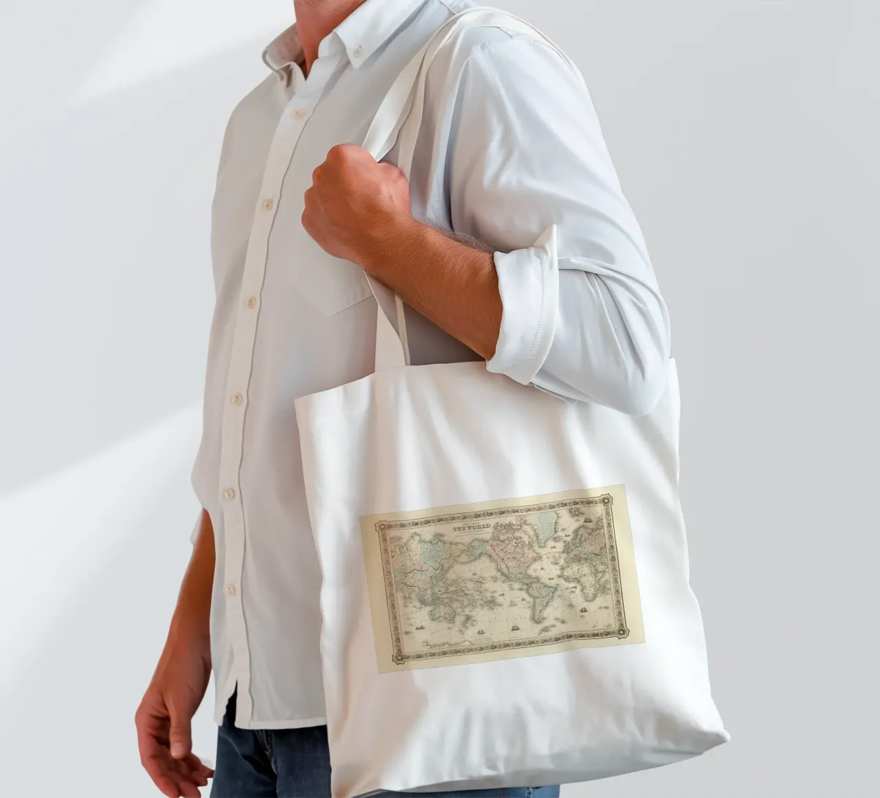 Colton's Map of the World borsa in juta da Vintage by JUNIQE
