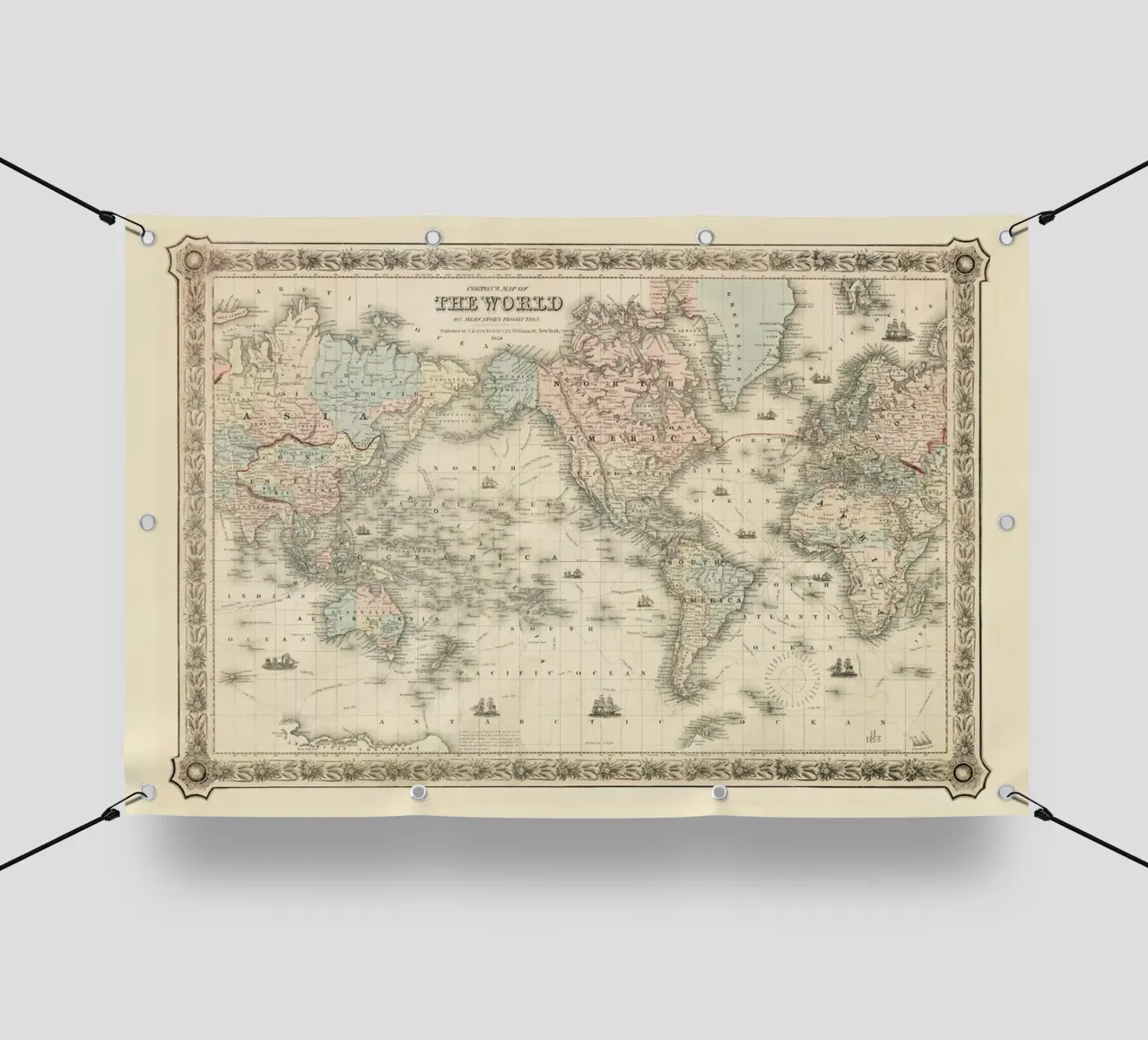 Colton's Map of the World telo in pvc da Vintage by JUNIQE