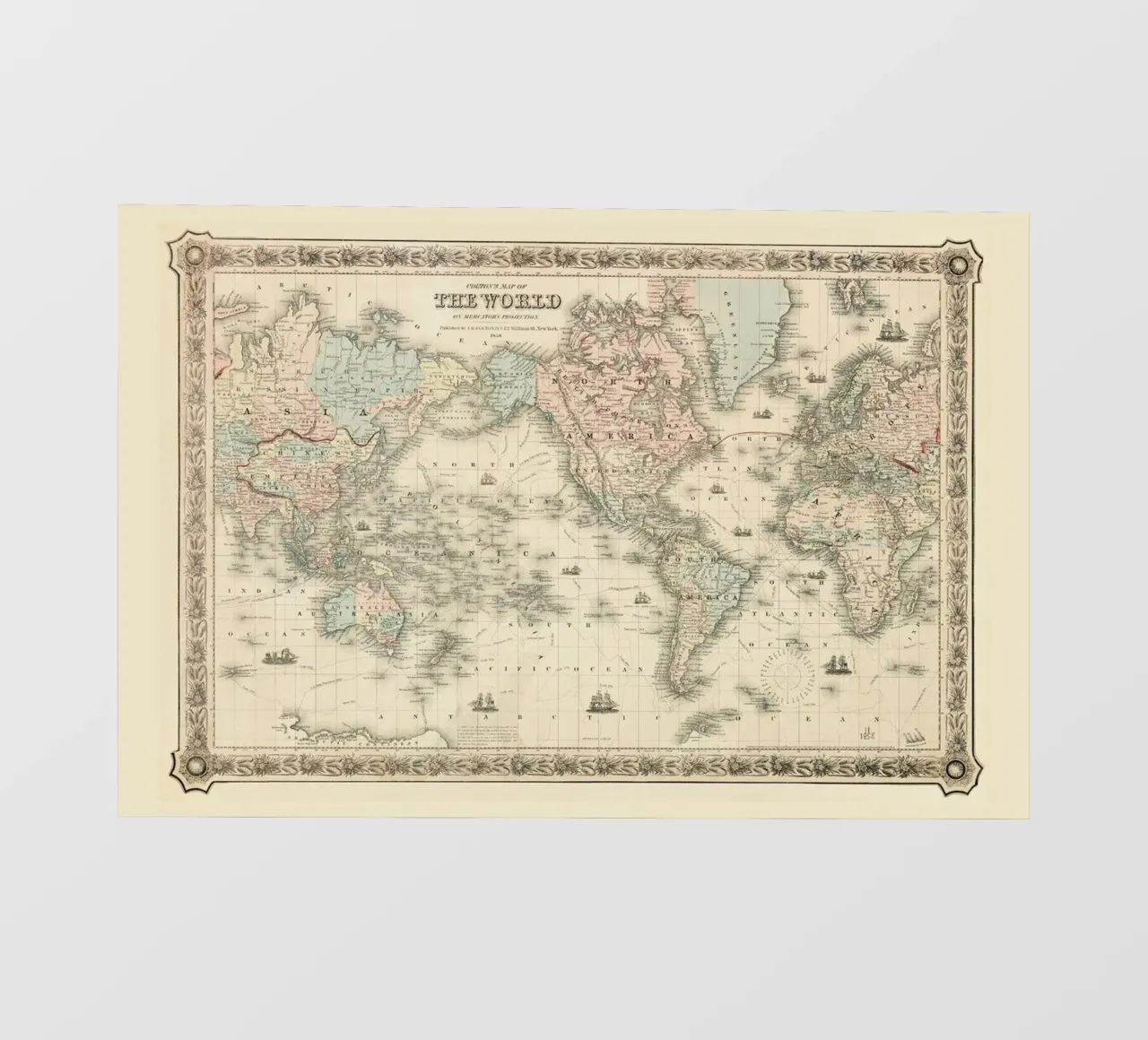 Colton's Map of the World telo in pvc da Vintage by JUNIQE