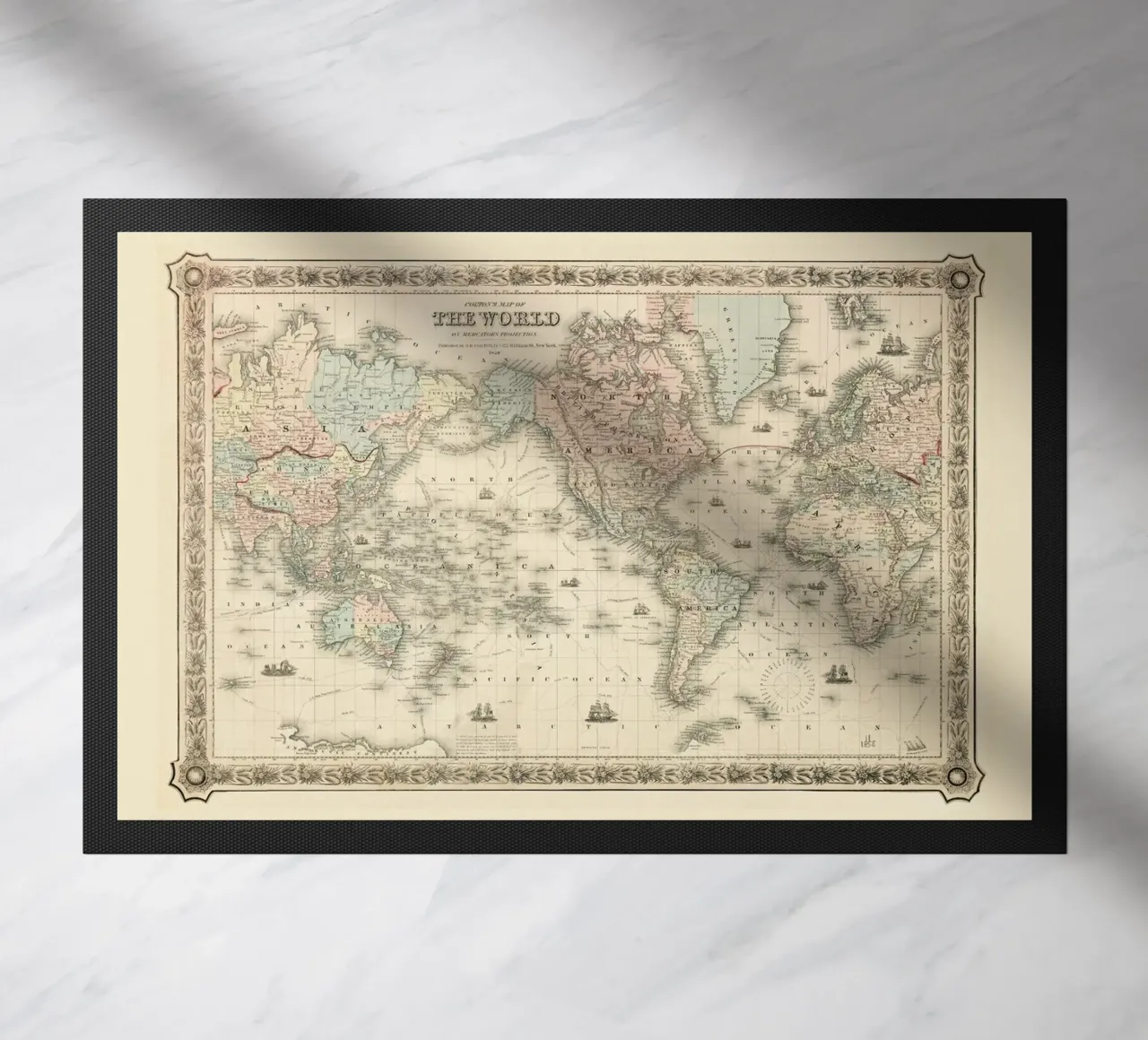 Colton's Map of the World zerbino da Vintage by JUNIQE