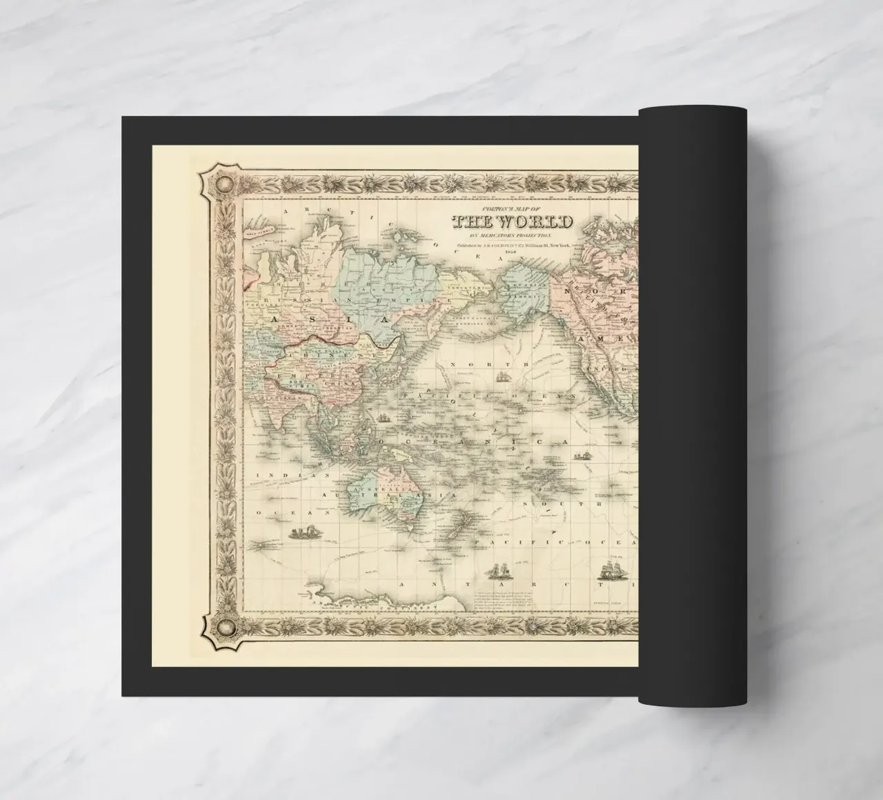 Colton's Map of the World zerbino da Vintage by JUNIQE