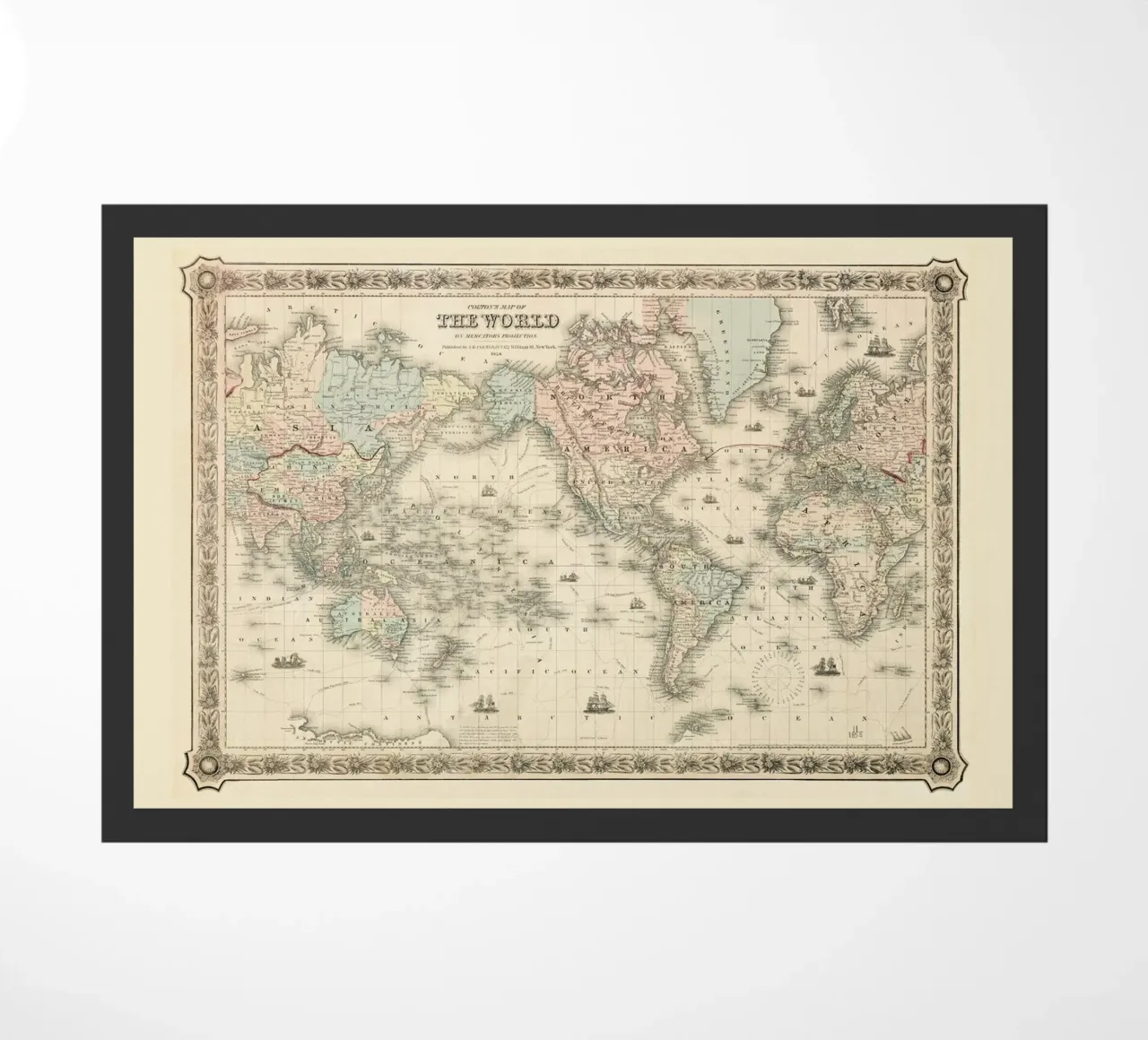 Colton's Map of the World zerbino da Vintage by JUNIQE