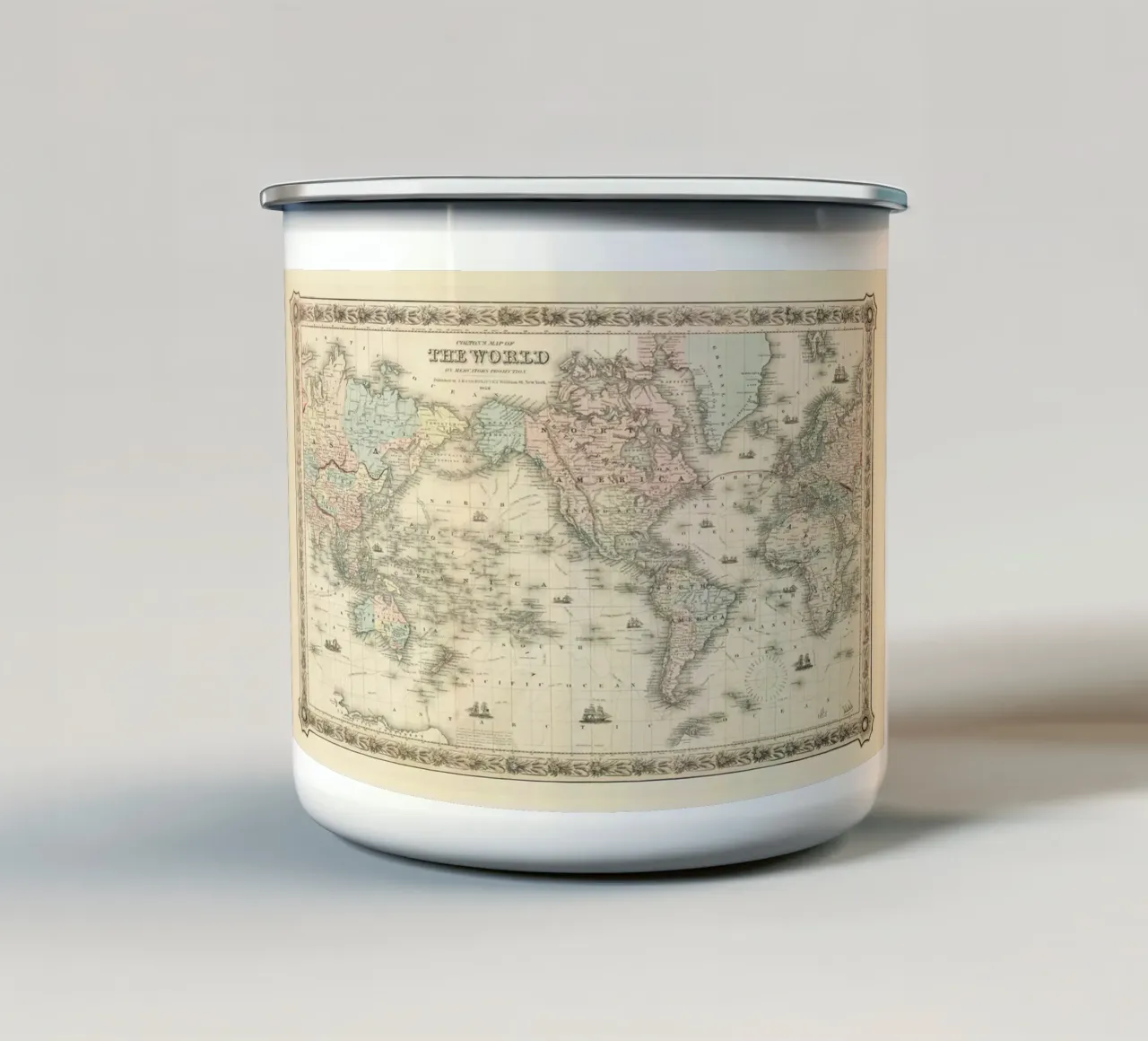 Colton's Map of the World tazza in smalto da Vintage by JUNIQE