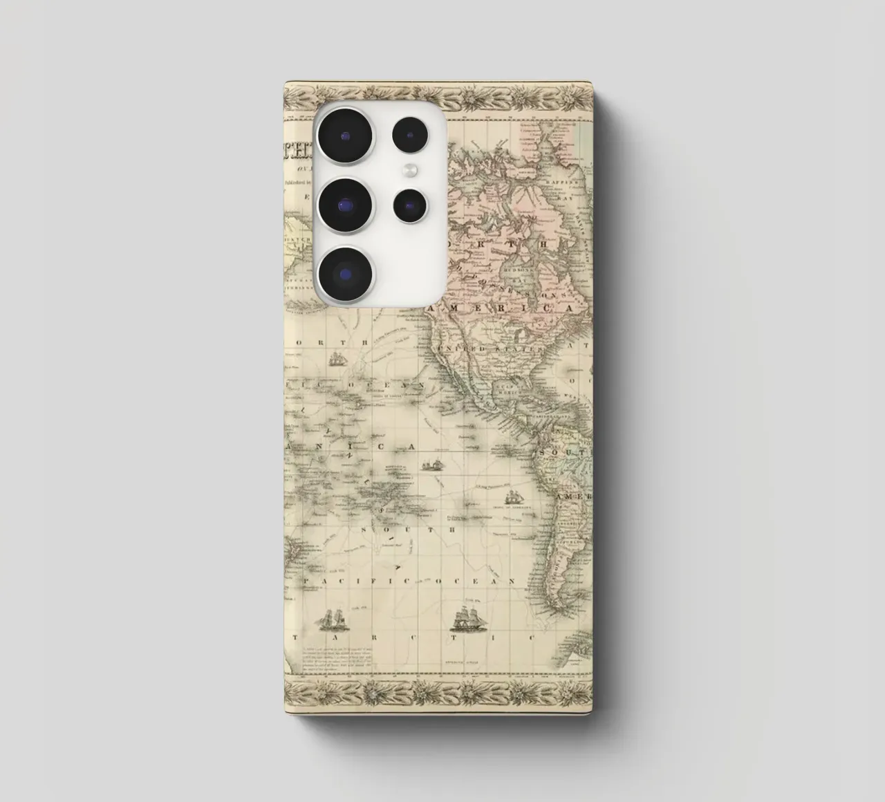 Colton's Map of the World cover samsung da Vintage by JUNIQE