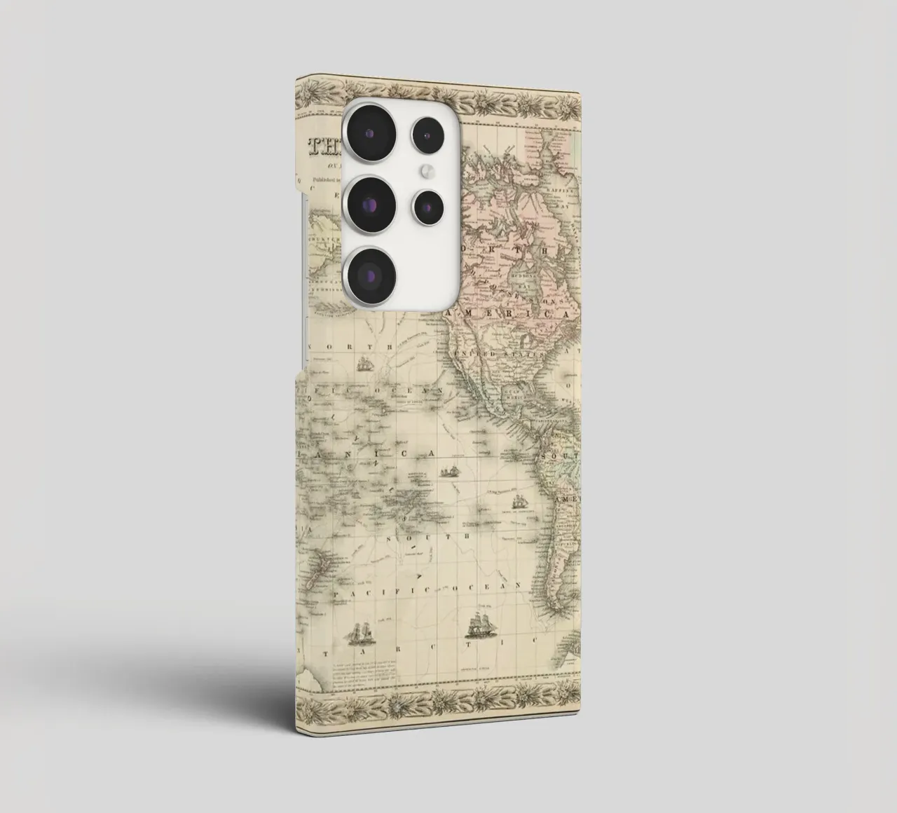 Colton's Map of the World cover samsung da Vintage by JUNIQE