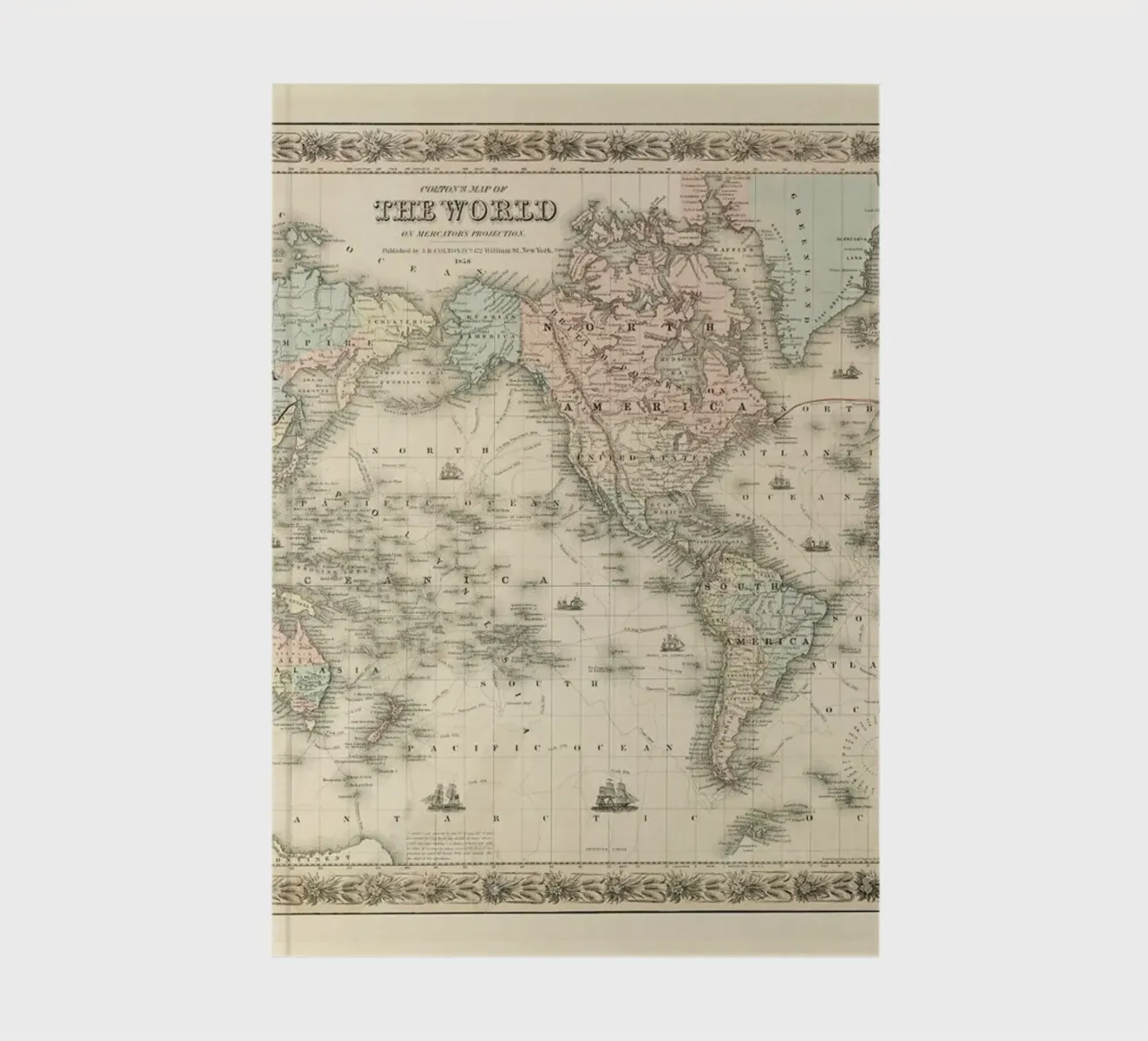 Colton's Map of the World notebook by Vintage by JUNIQE