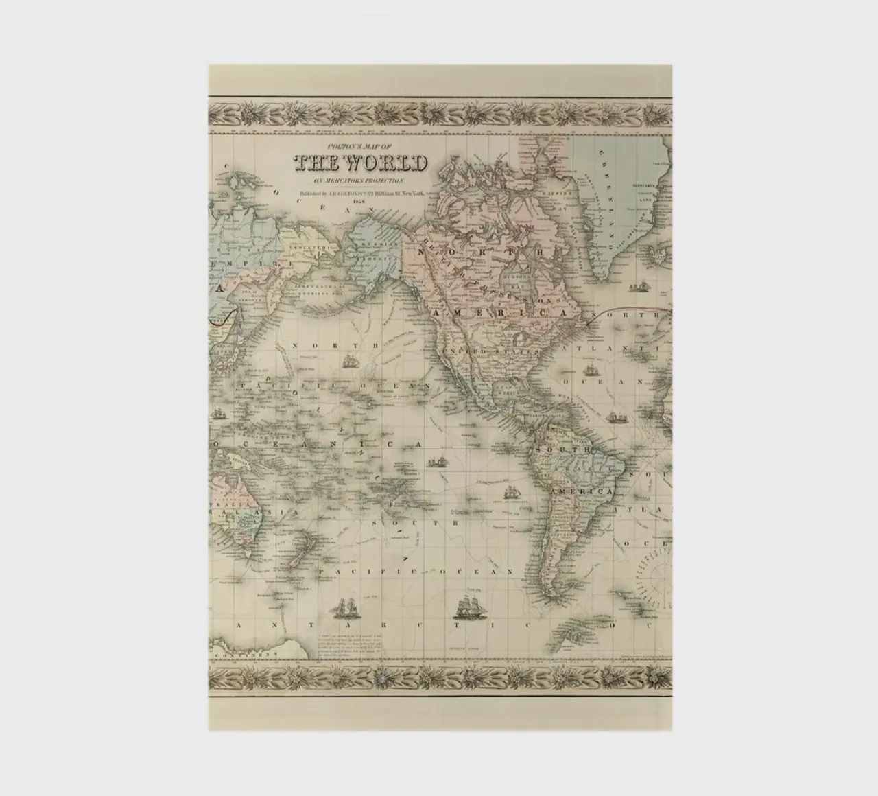 Colton's Map of the World diario da Vintage by JUNIQE