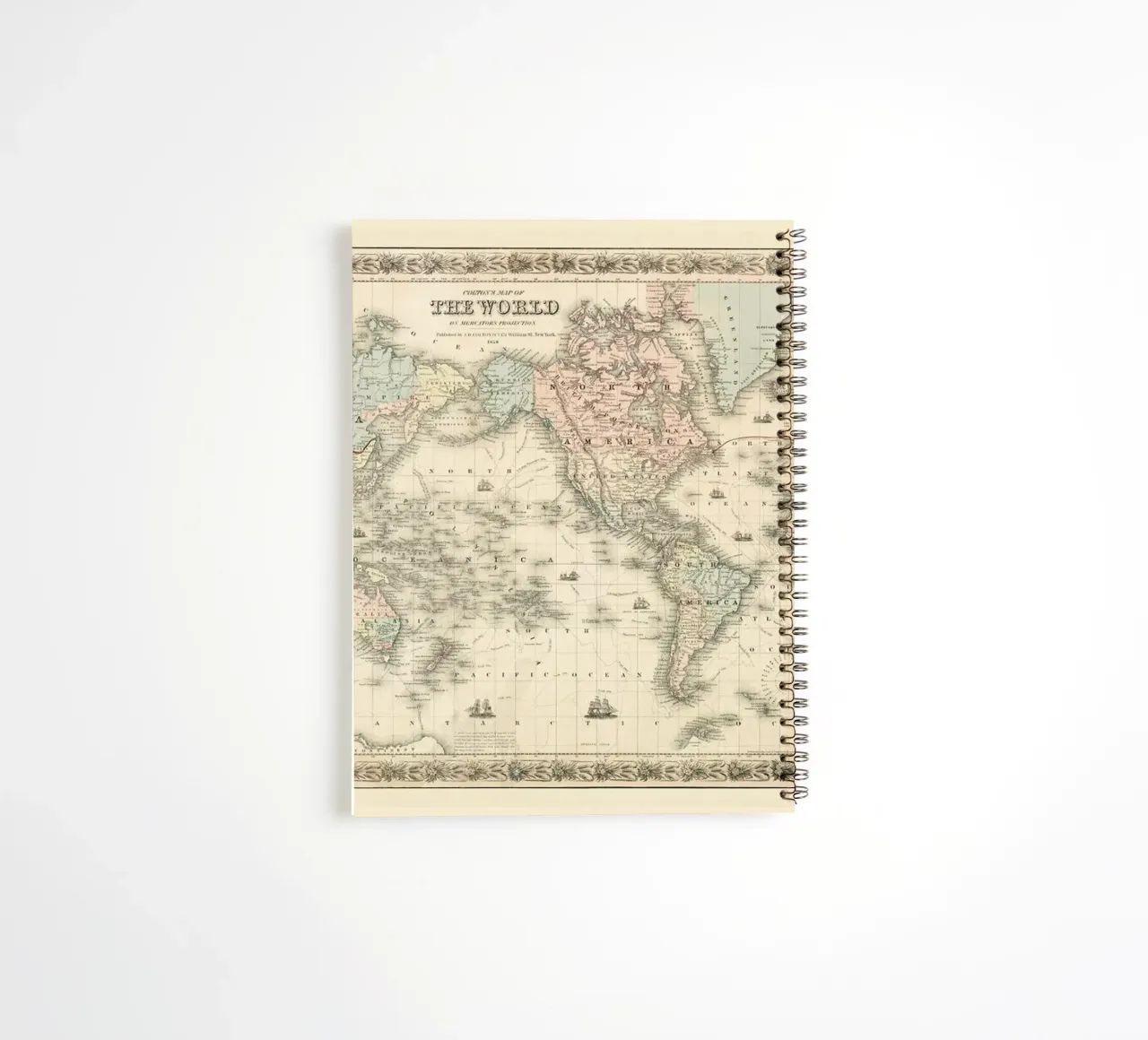Colton's Map of the World diario ad anelli da Vintage by JUNIQE