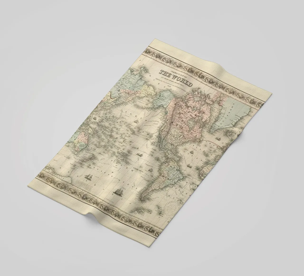 Colton's Map of the World telo mare da Vintage by JUNIQE