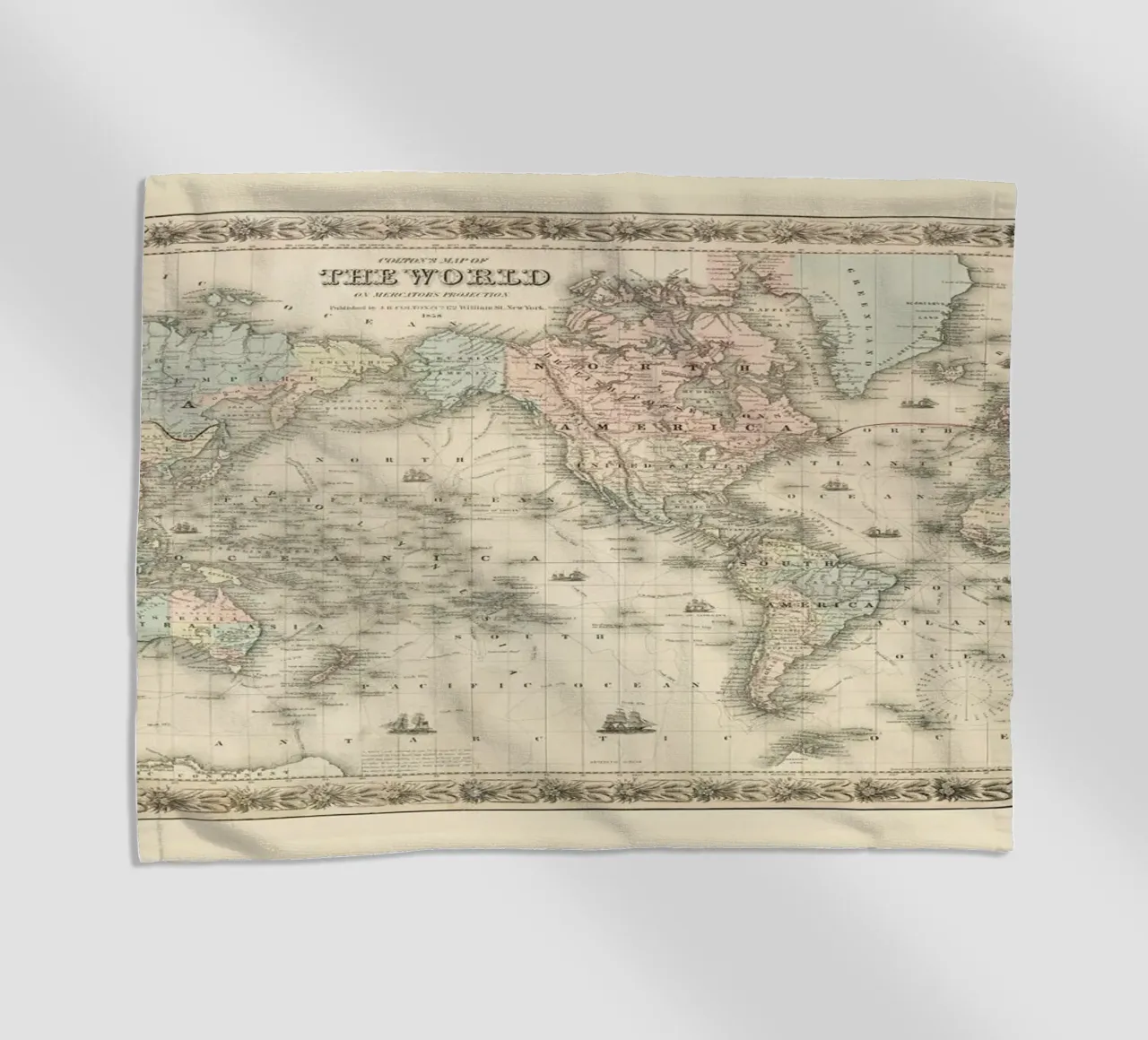 Colton's Map of the World telo mare da Vintage by JUNIQE