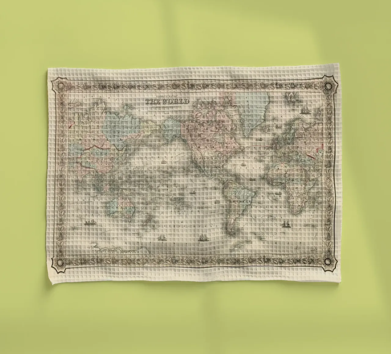 Colton's Map of the World canovaccio da cucina da Vintage by JUNIQE