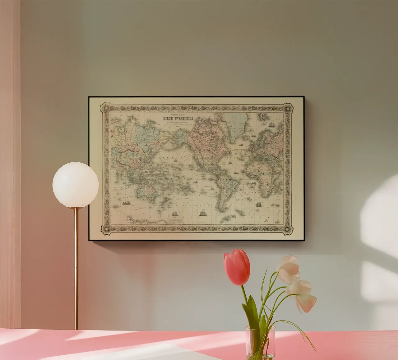 Colton's Map of the World plexiglass da Vintage by JUNIQE