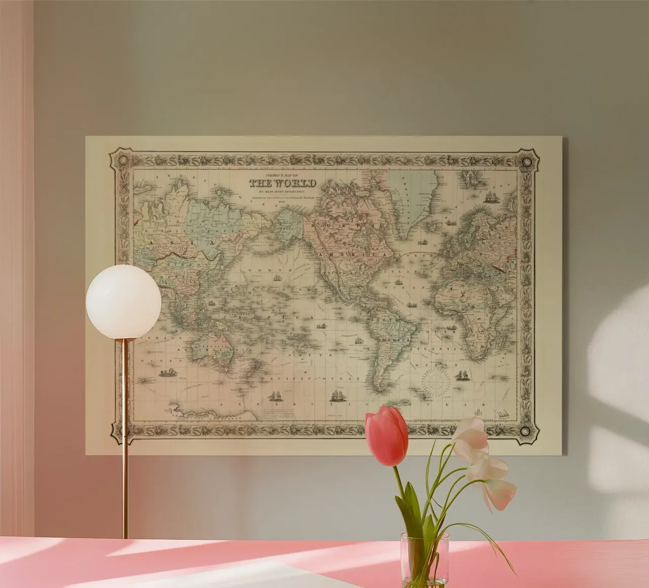 Colton's Map of the World plexiglass da Vintage by JUNIQE