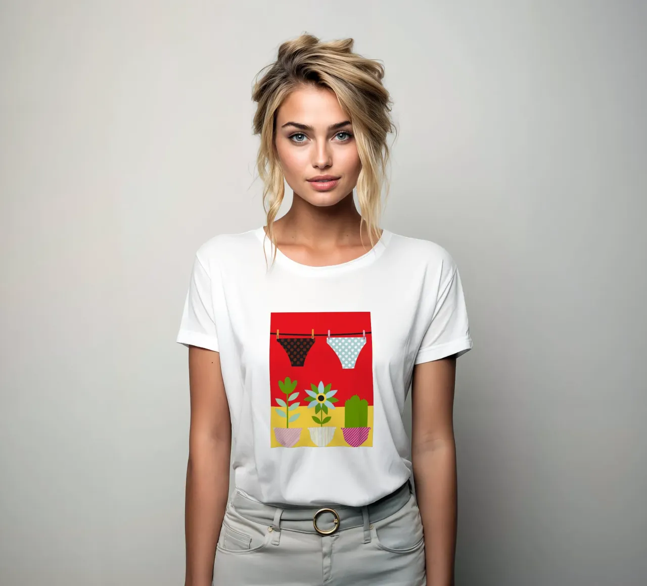 Underwear Drying women's fitted t-shirt by LOOK DIFFERENT