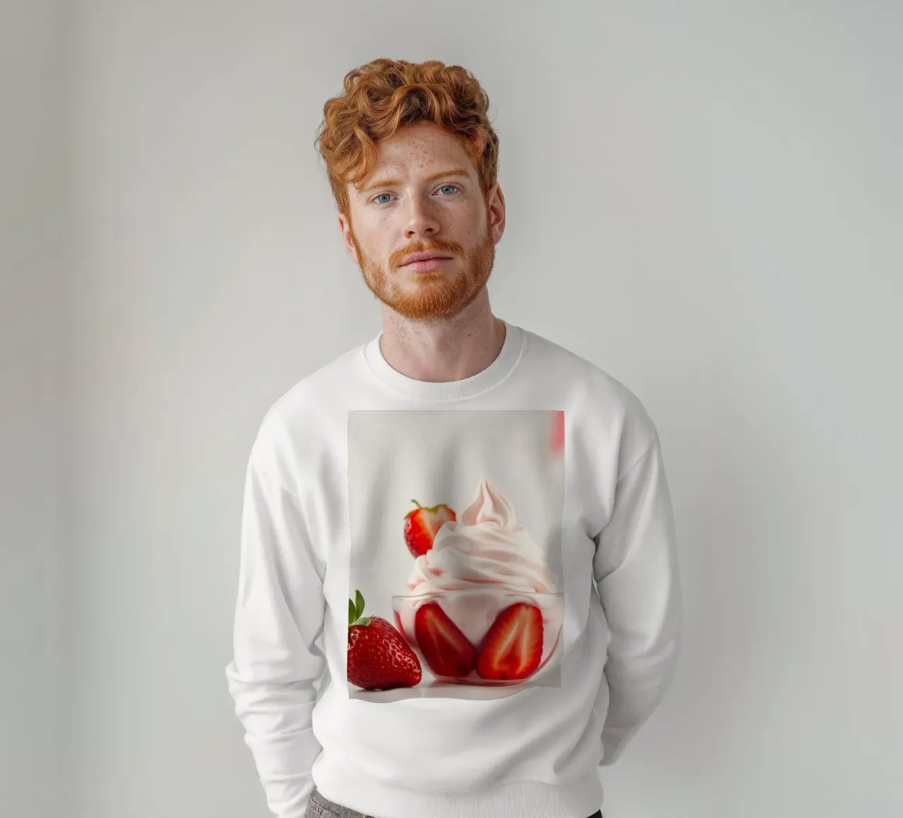 Delizioso dessert alla fragola servito in una coppa di vetro felpa da DesignDoodle