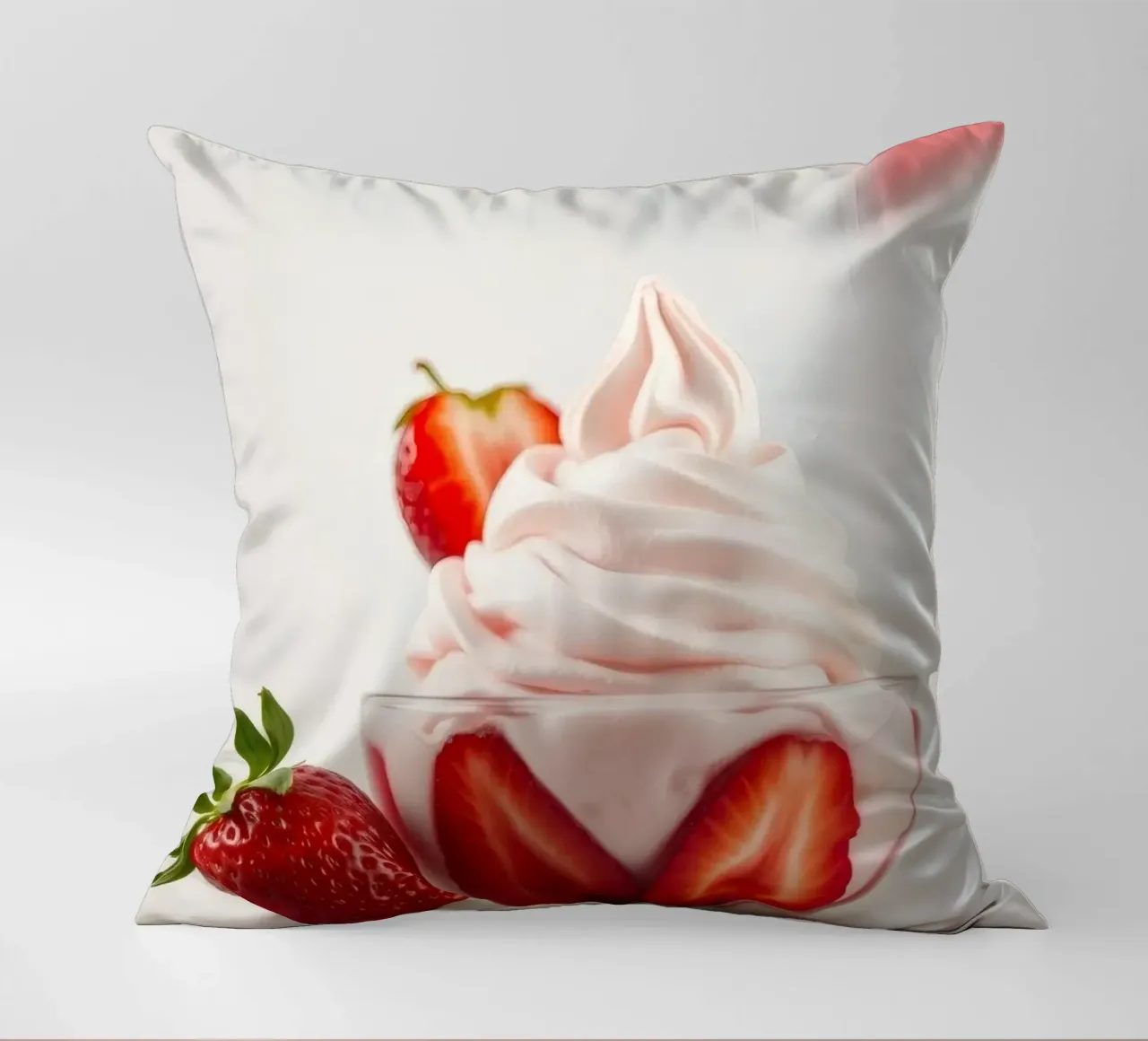 Delizioso dessert alla fragola servito in una coppa di vetro cuscino da DesignDoodle