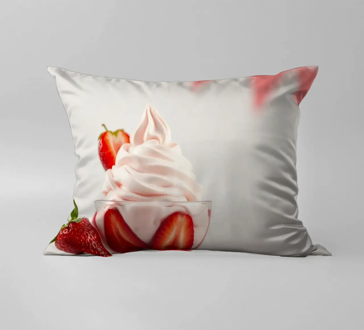 Delizioso dessert alla fragola servito in una coppa di vetro cuscino da DesignDoodle