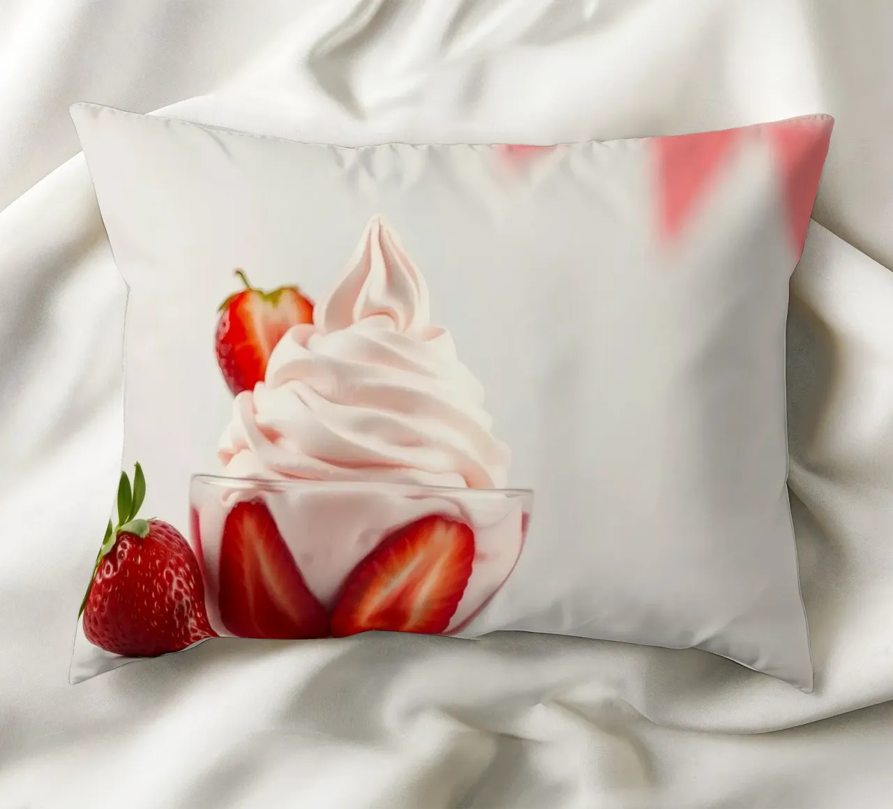 Delizioso dessert alla fragola servito in una coppa di vetro cuscino da DesignDoodle