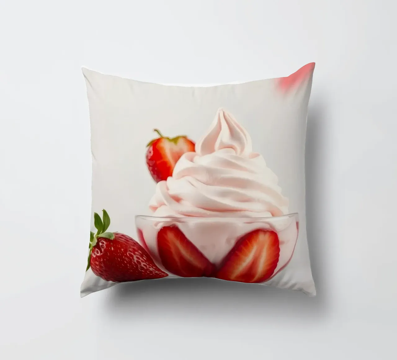 Delizioso dessert alla fragola servito in una coppa di vetro cuscino da DesignDoodle