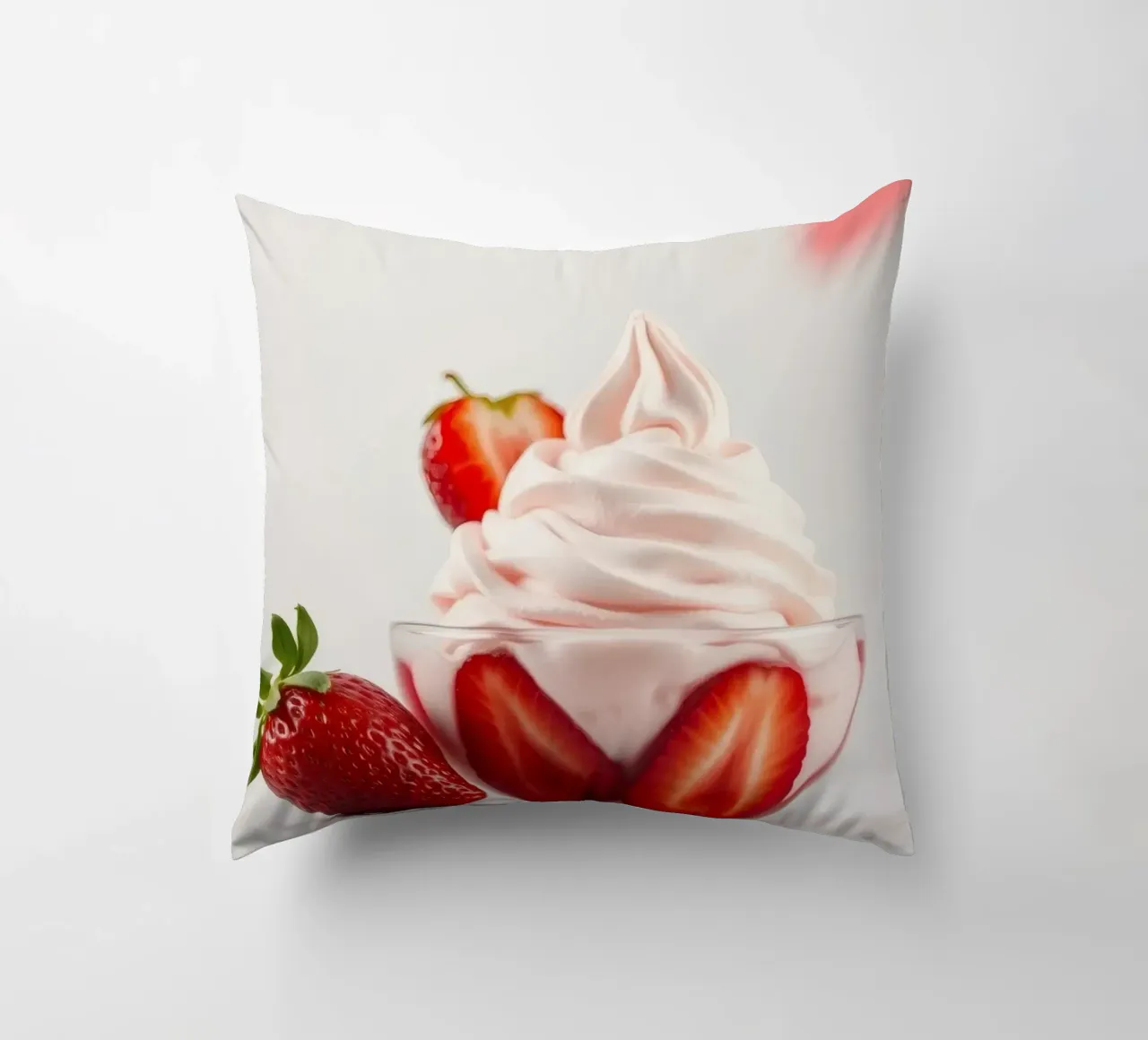 Delizioso dessert alla fragola servito in una coppa di vetro cuscino da DesignDoodle