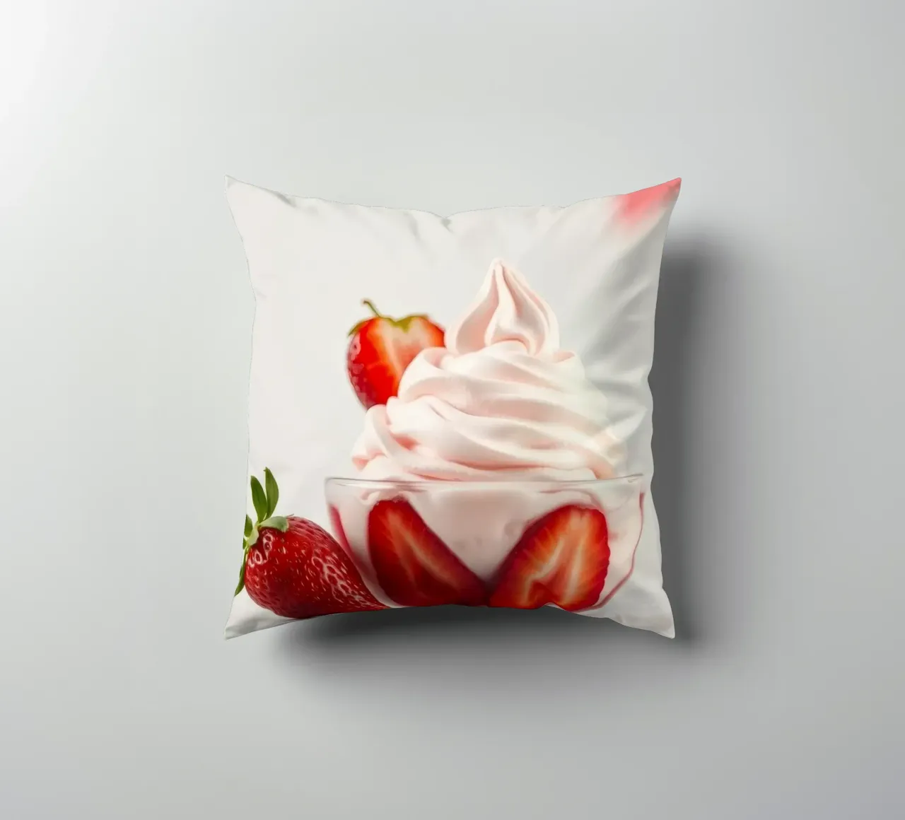 Delizioso dessert alla fragola servito in una coppa di vetro cuscino da DesignDoodle