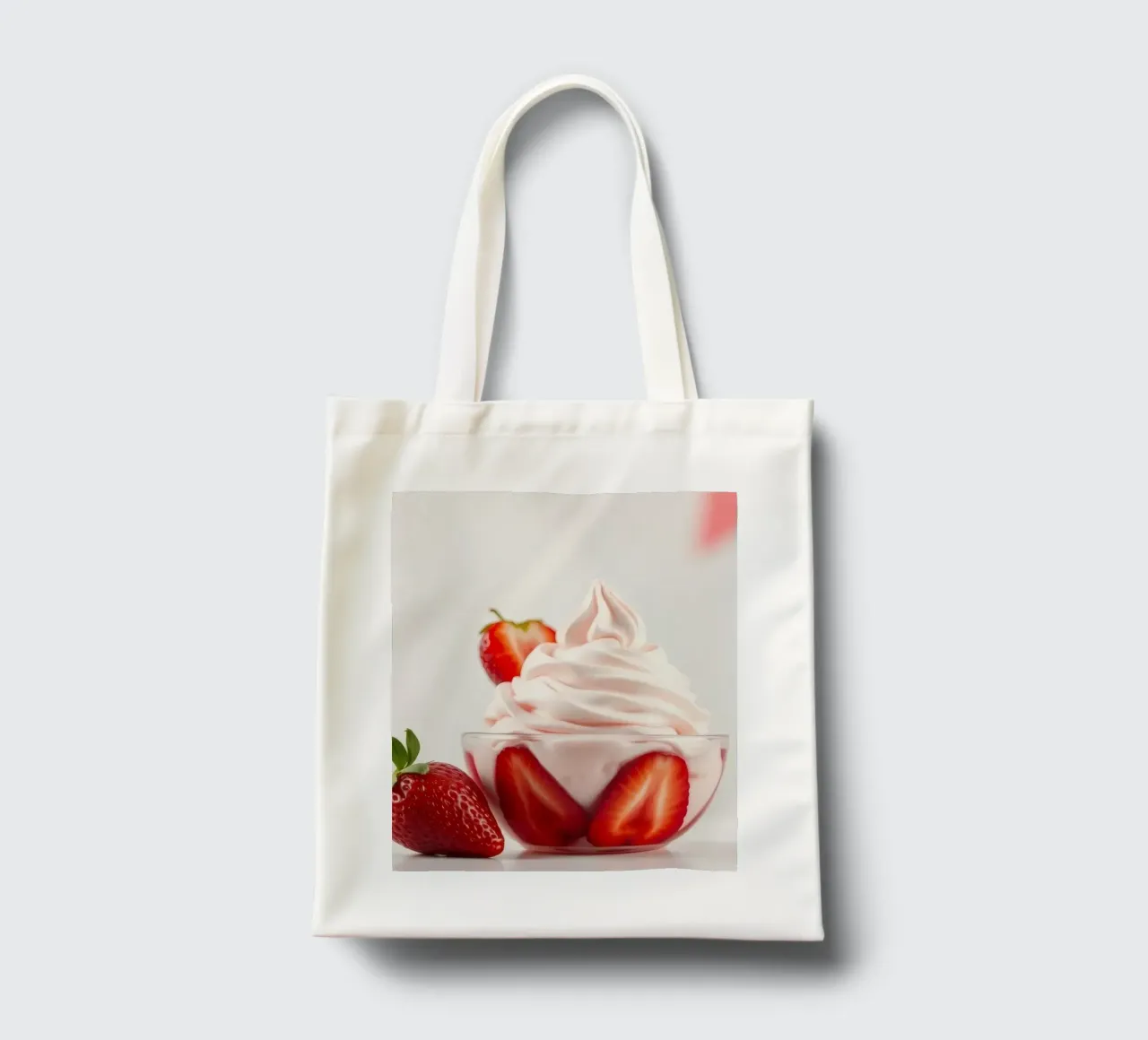 Delicious strawberry swirl dessert served in a glass bowl tote bag by DesignDoodle