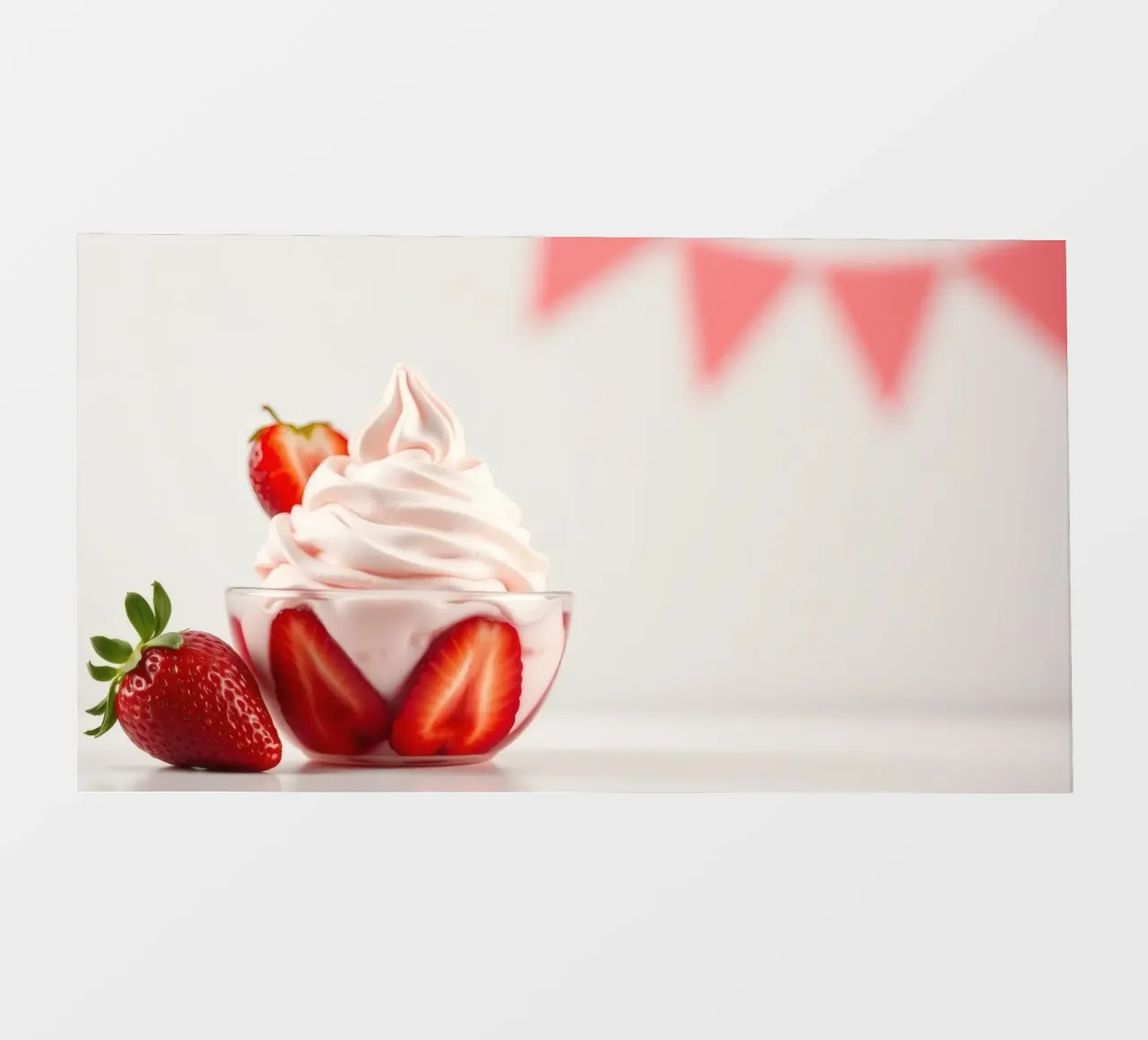 Delicious strawberry swirl dessert served in a glass bowl photo wallpaper by DesignDoodle
