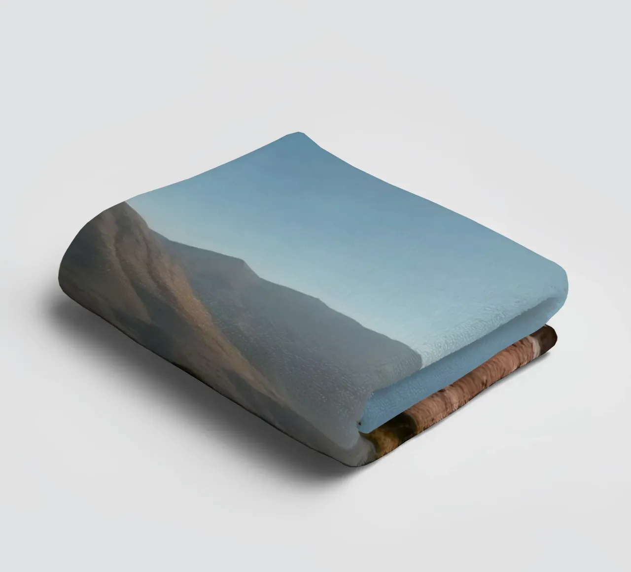 Expansive landscape view of rugged mountains & golden grass towel by DesignDoodle