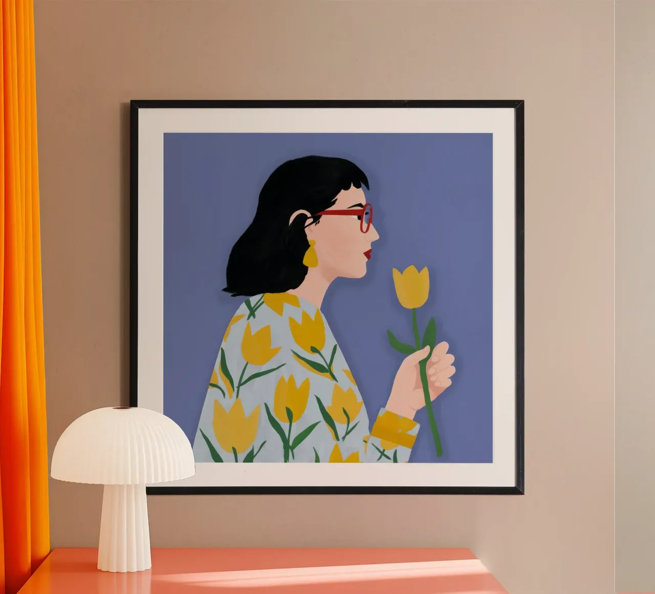 Passeggiata in fiore giallo poster con telaio in plastica da Aether Brush
