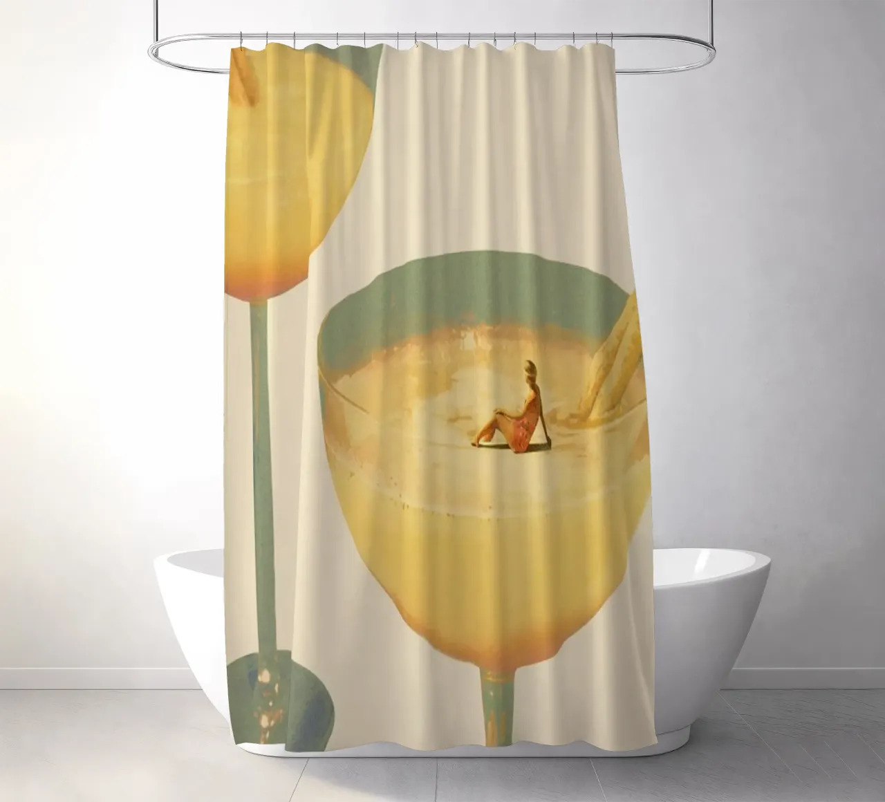 Holiday In A Glass 1 shower curtain by Maarten Léon