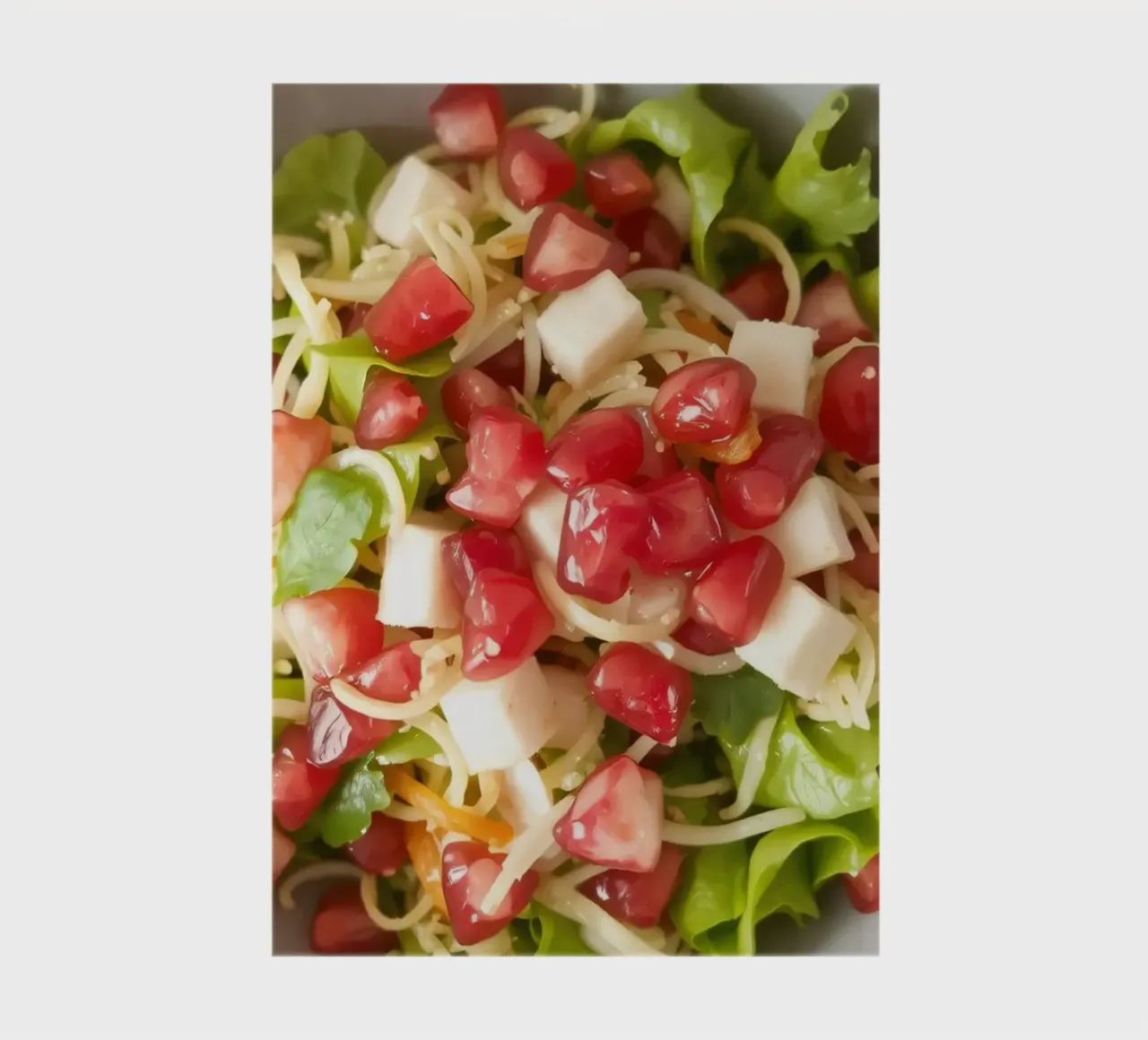 Fresh salad with lettuce, tomatoes, cheese, and pomegranate notebook by DesignDoodle