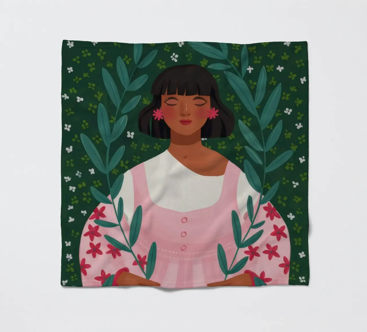 Botanical Harmony Flow fleece blanket by Aether Brush
