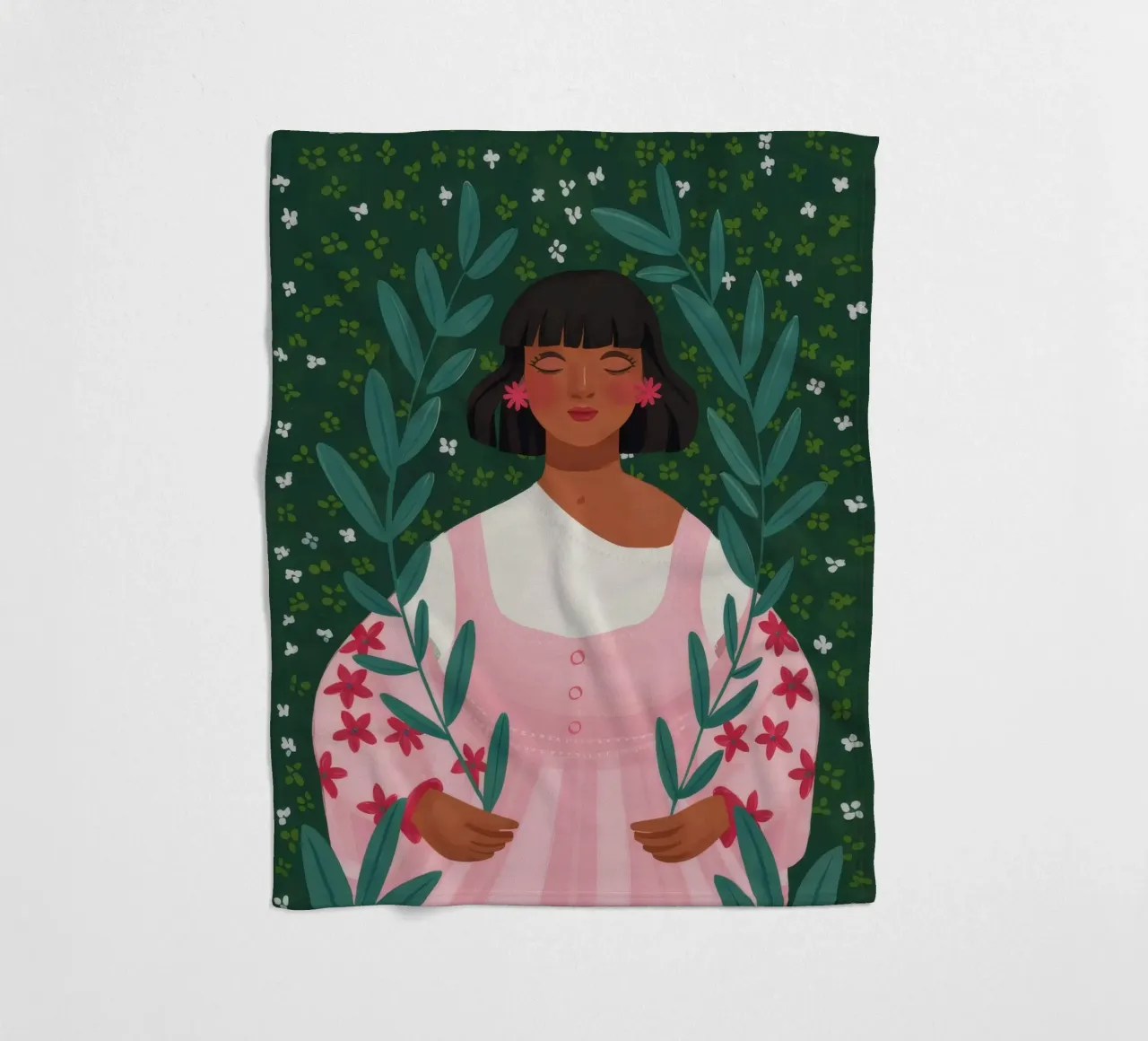 Botanical Harmony Flow fleece blanket by Aether Brush