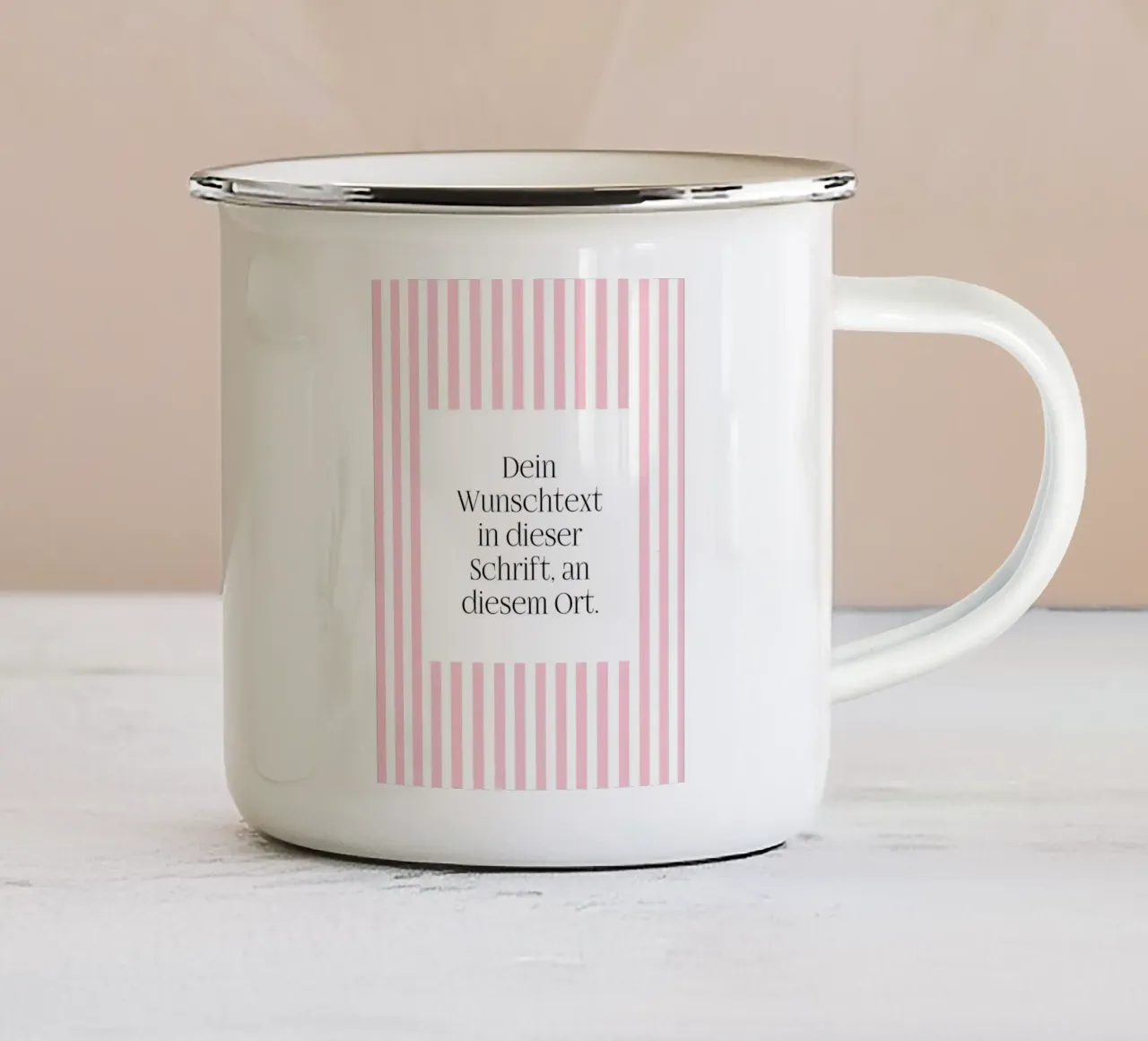 Wunschtext mit rosa Streifen tazza in smalto da WORTSPIEL
