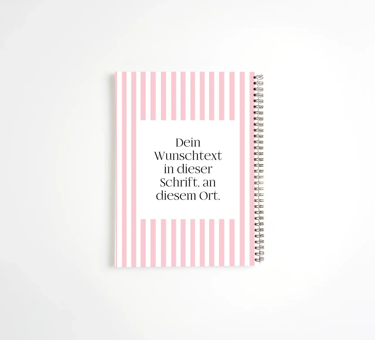 Wunschtext mit rosa Streifen spiral notebook by WORTSPIEL