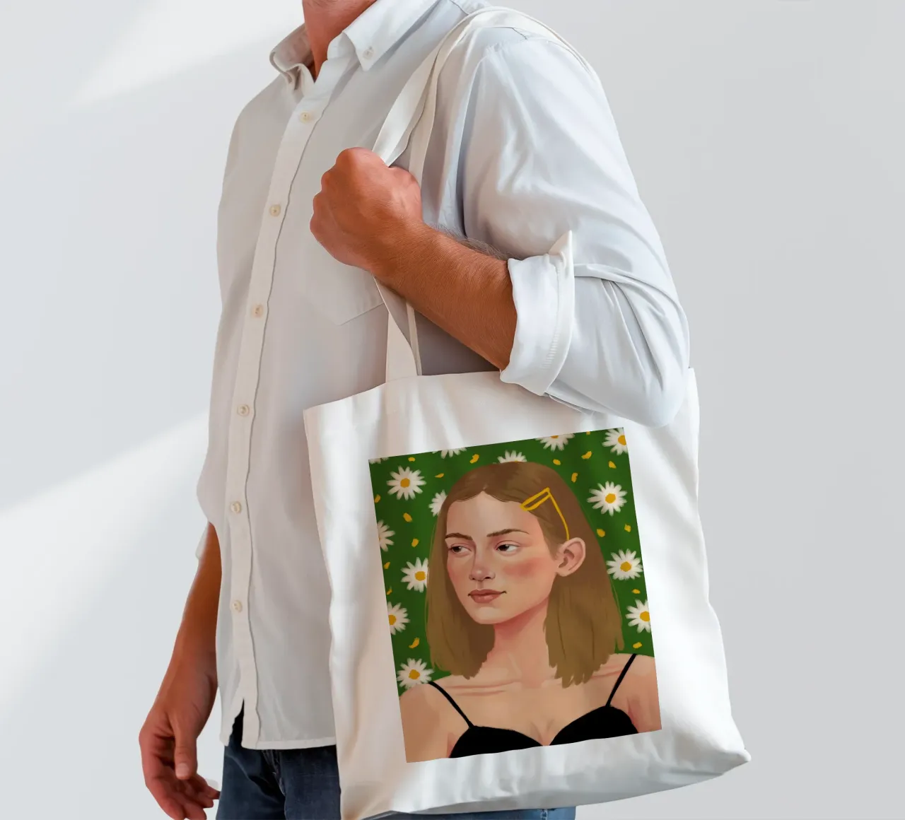 Sguardo a margherita Immobile borsa in juta da Aether Brush