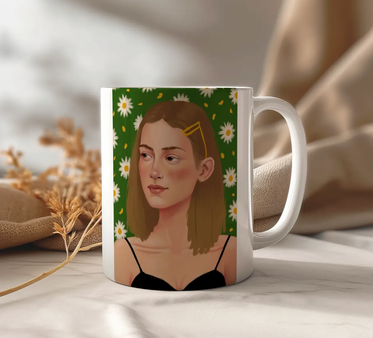 Sguardo a margherita Immobile tazza in ceramica da Aether Brush