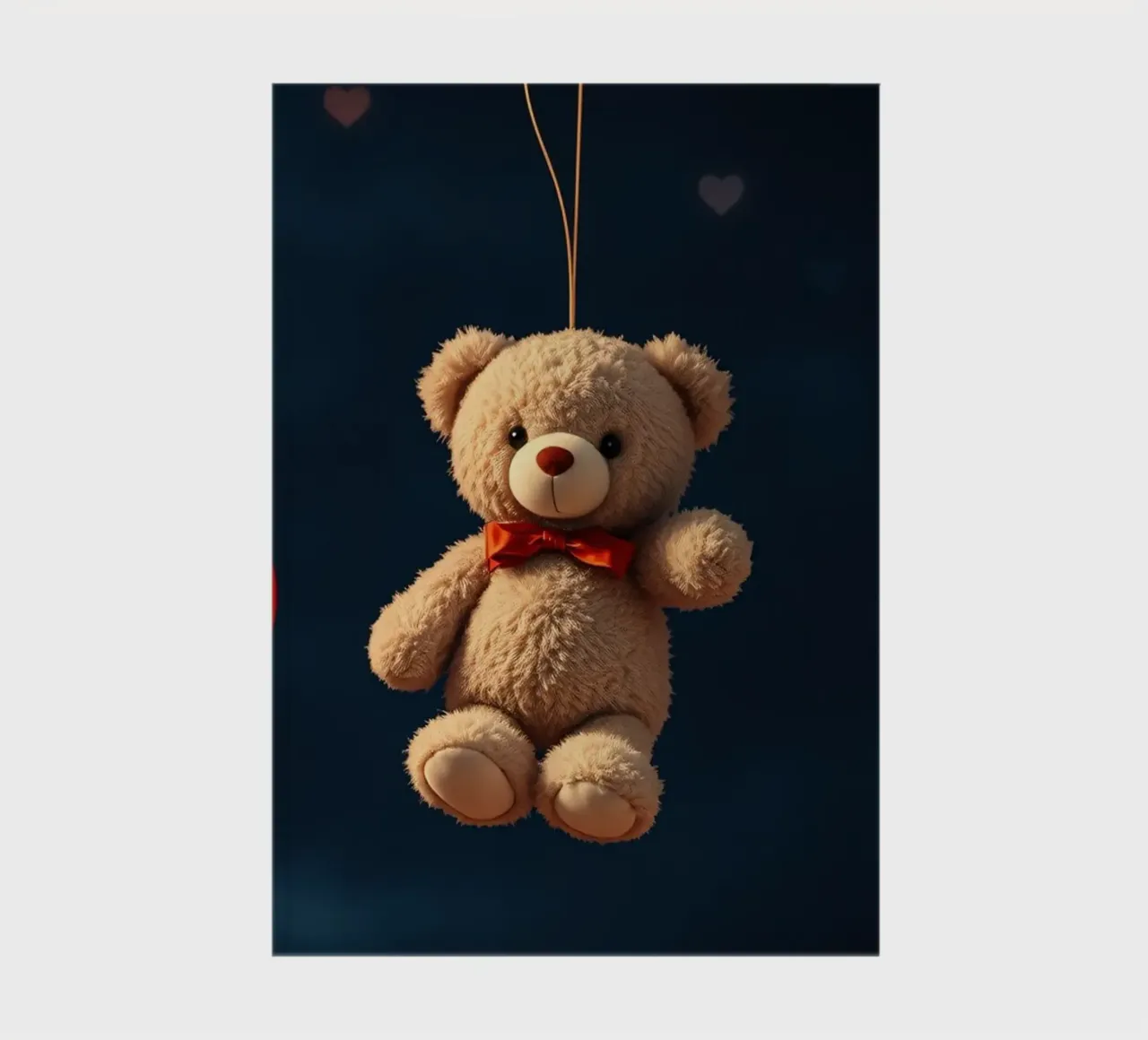 Simpatico orsetto sospeso con palloncini d'amore a forma di cuore rosso diario da DesignDoodle