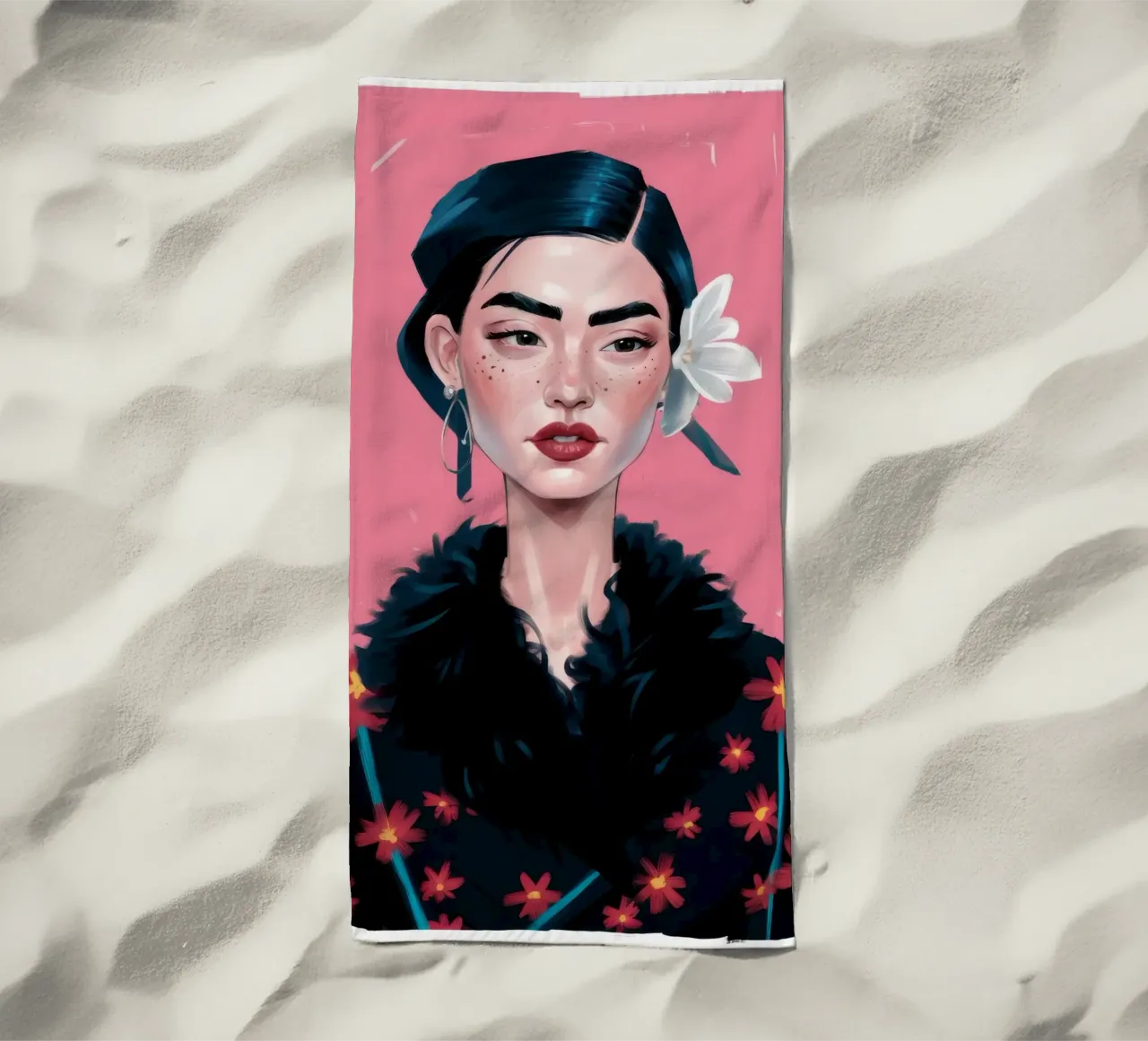Forza del noir floreale telo mare da Aether Brush