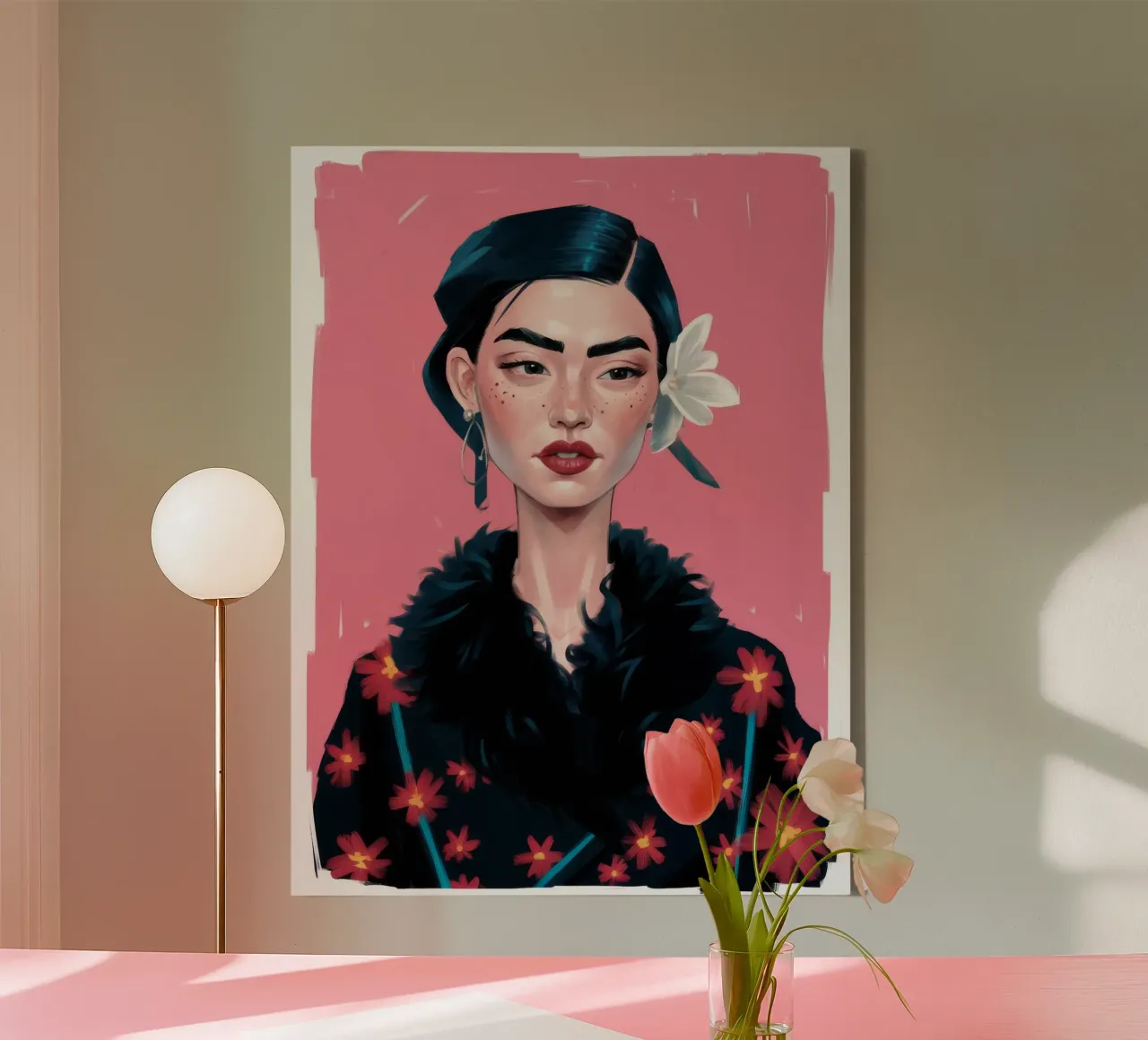 Floral Noir Strength canvas by Aether Brush